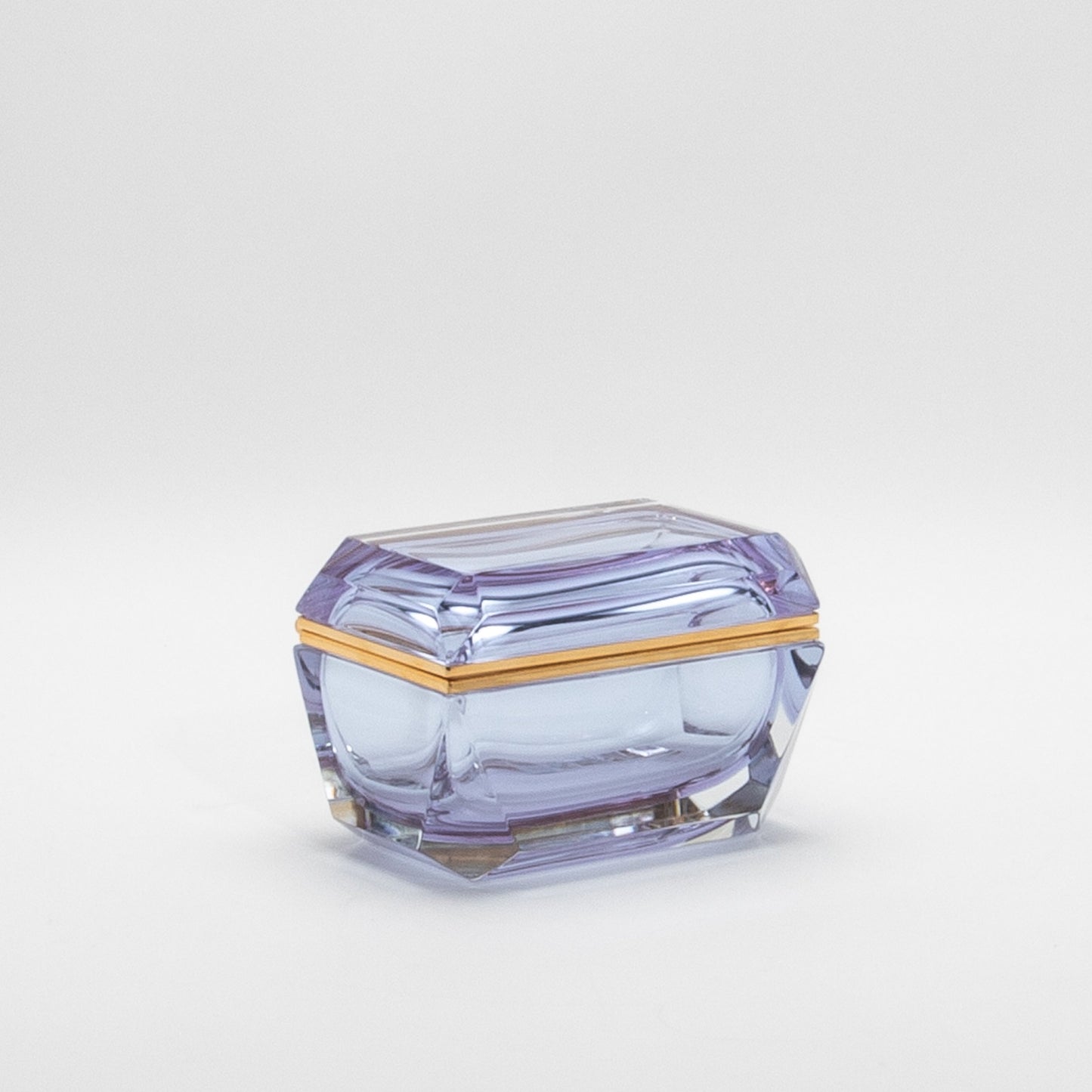 Murano Box with Edges and Brass Fittings in Alexanderite