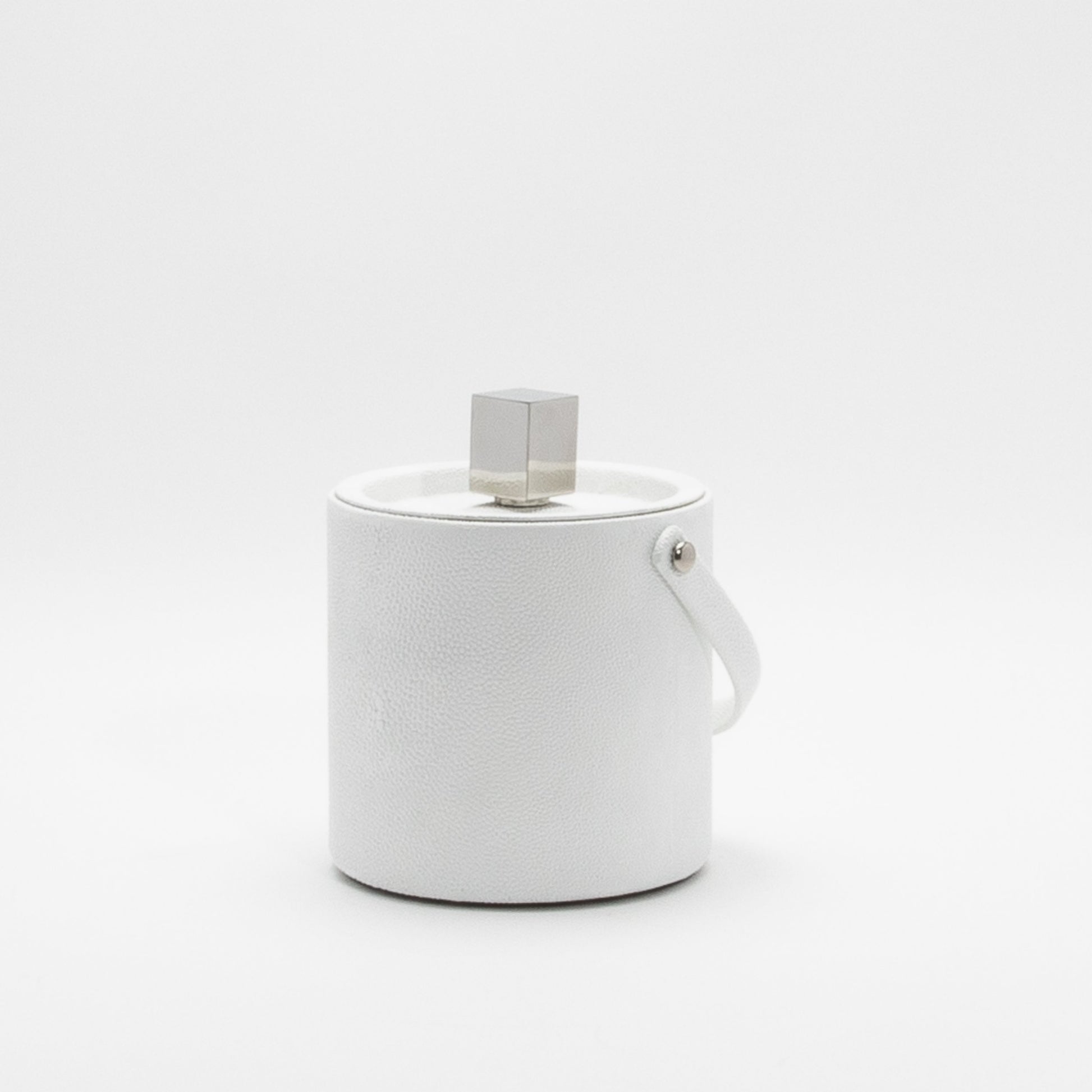 Ice Bucket in White Shagreen with Stainless Steel by KIFU Paris