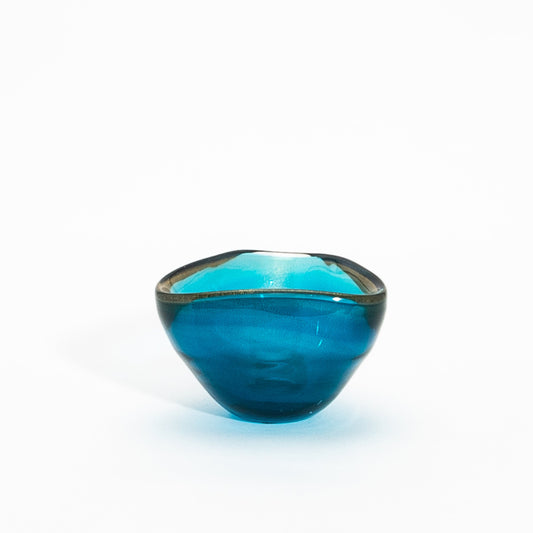 Murano Bowl in Aqua Blue with 24-Karat Gold Flecks