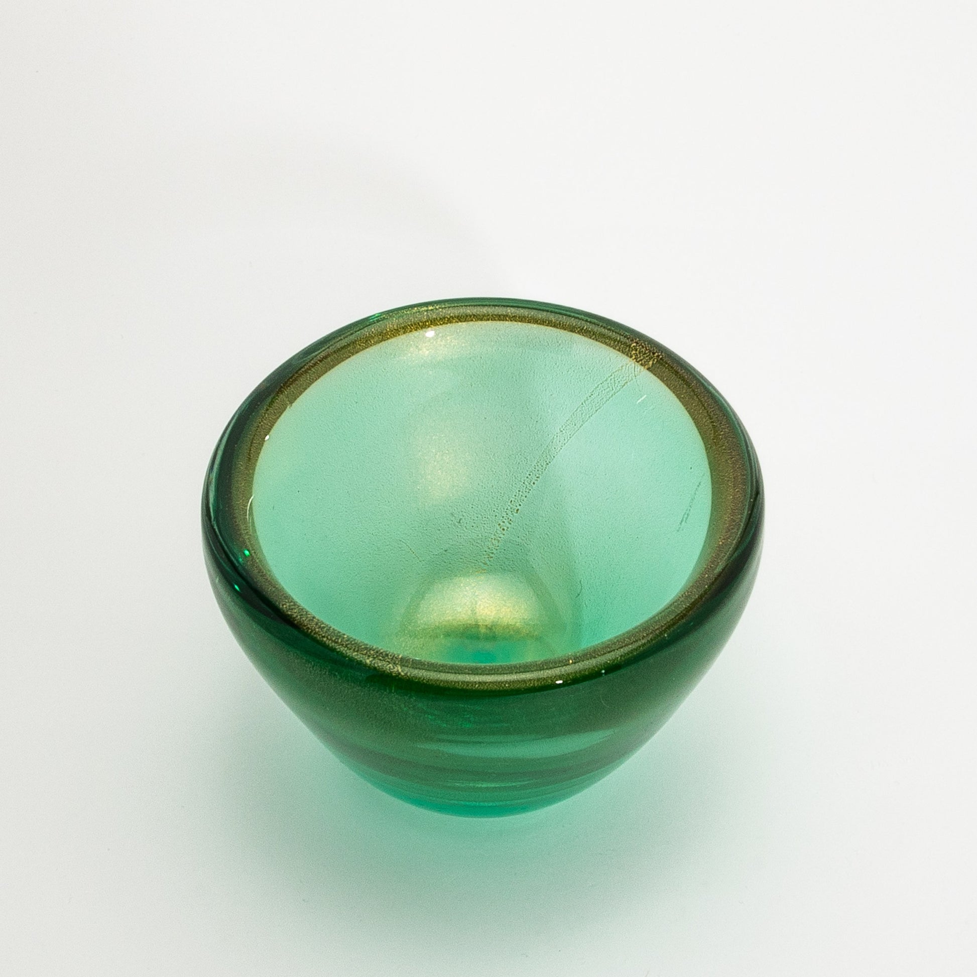 Murano Bowl in Green with 24-Karat Gold Flecks