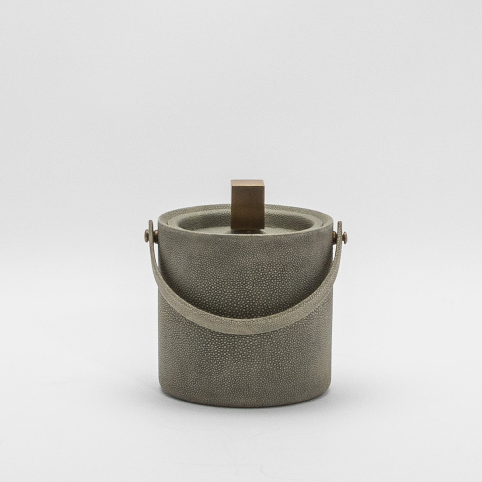 Ice Bucket in Grey Shagreen with Brass by KIFU Paris