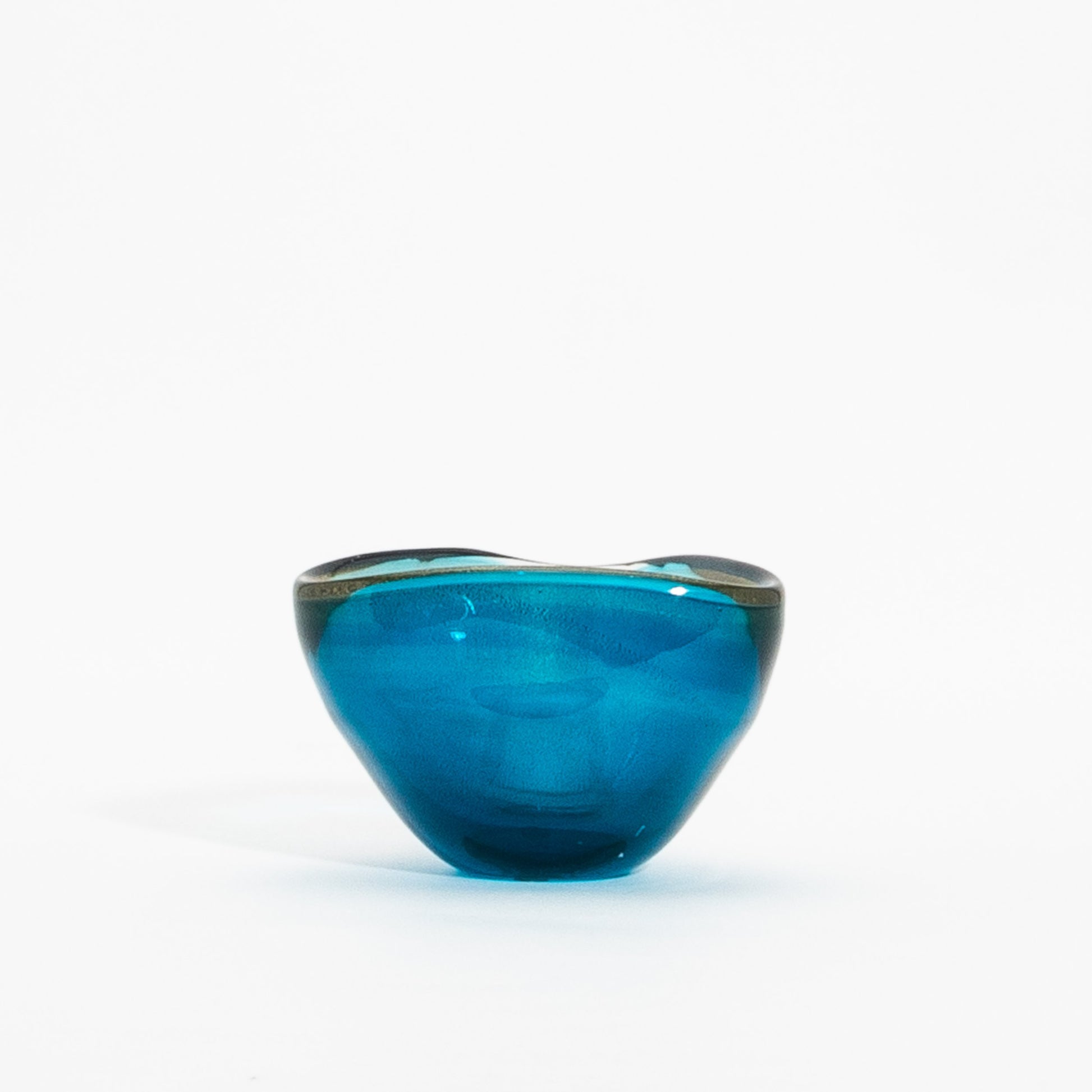 Murano Bowl in Aqua Blue with 24-Karat Gold Flecks