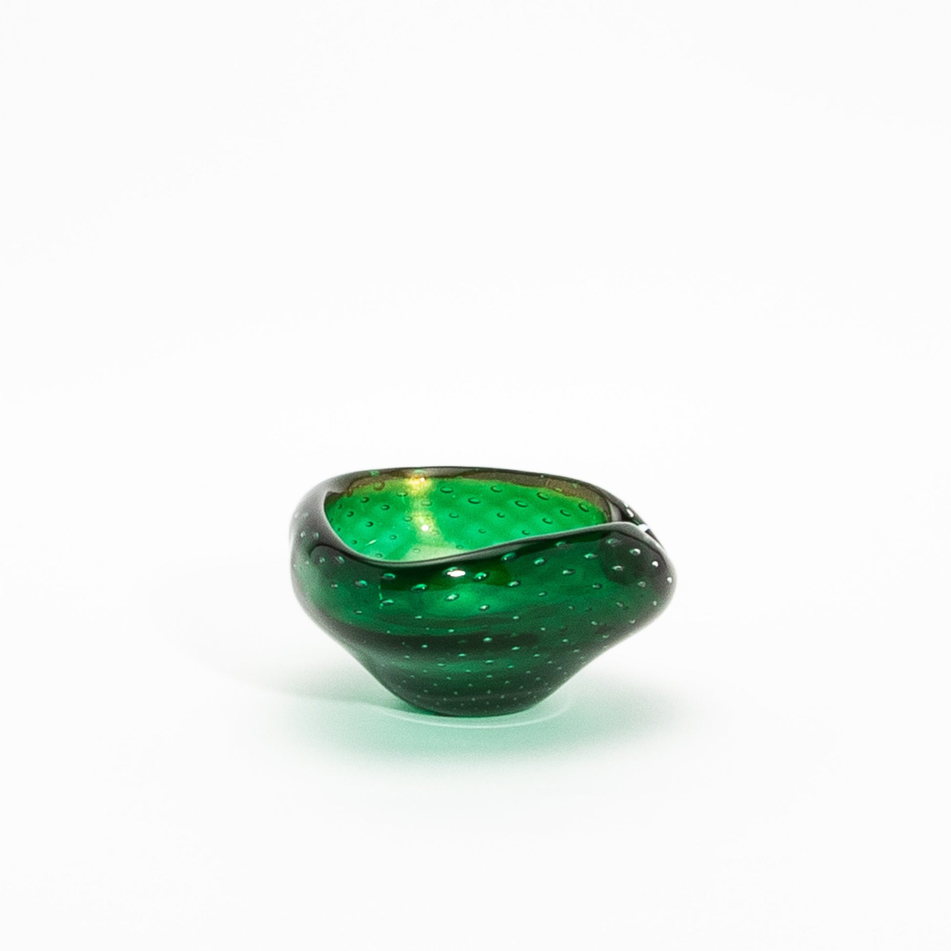 Murano Bowl in Green with 24-Karat Gold Flecks and Bullicante Detailing