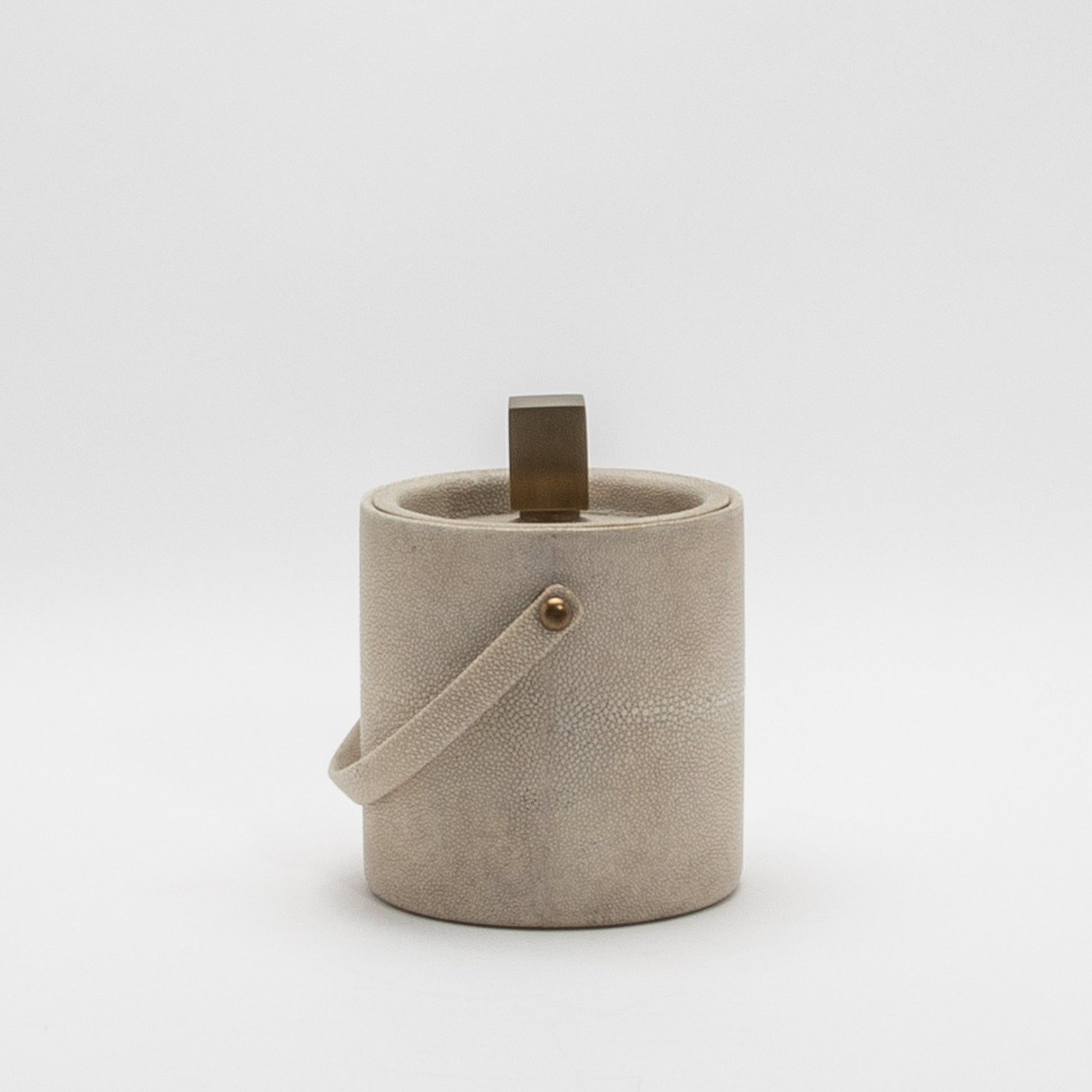 Ice Bucket in Cream Shagreen with Brass by KIFU Paris