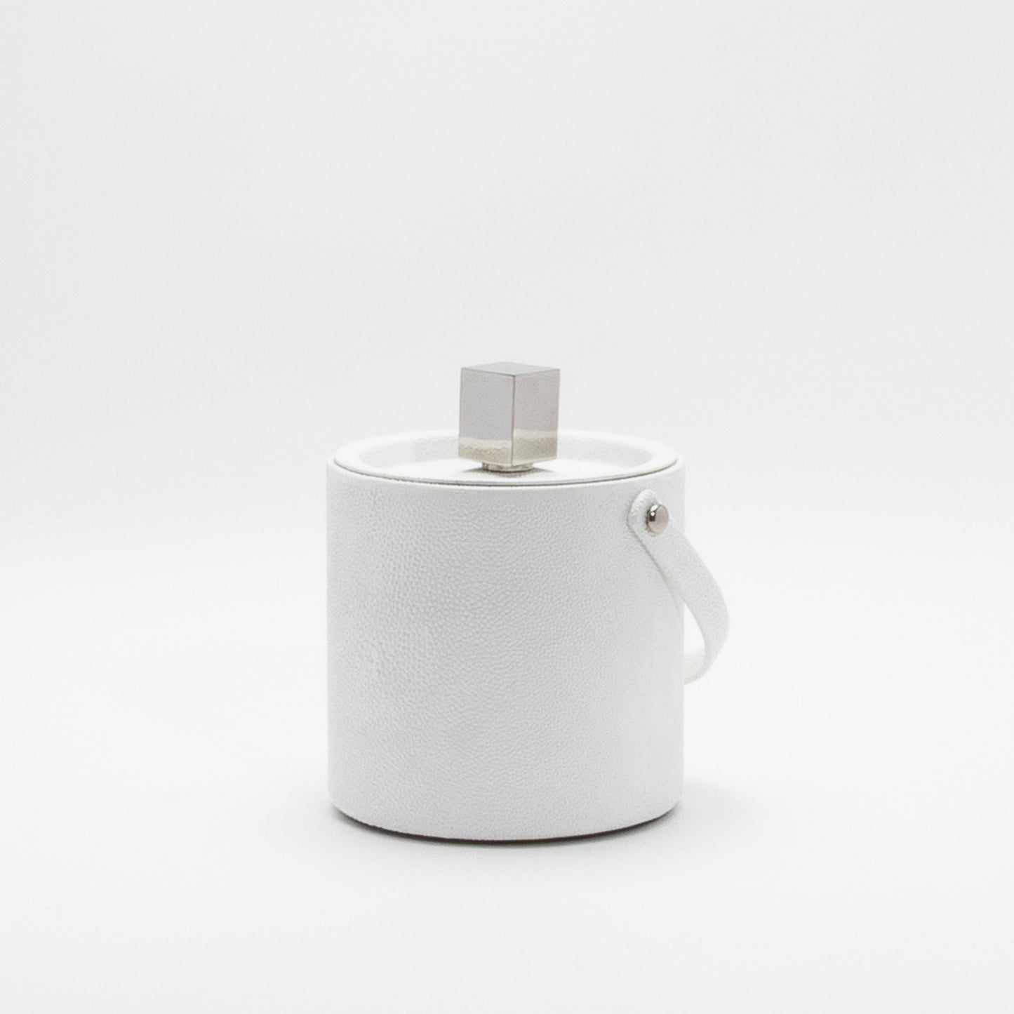 Ice Bucket in White Shagreen with Stainless Steel by KIFU Paris