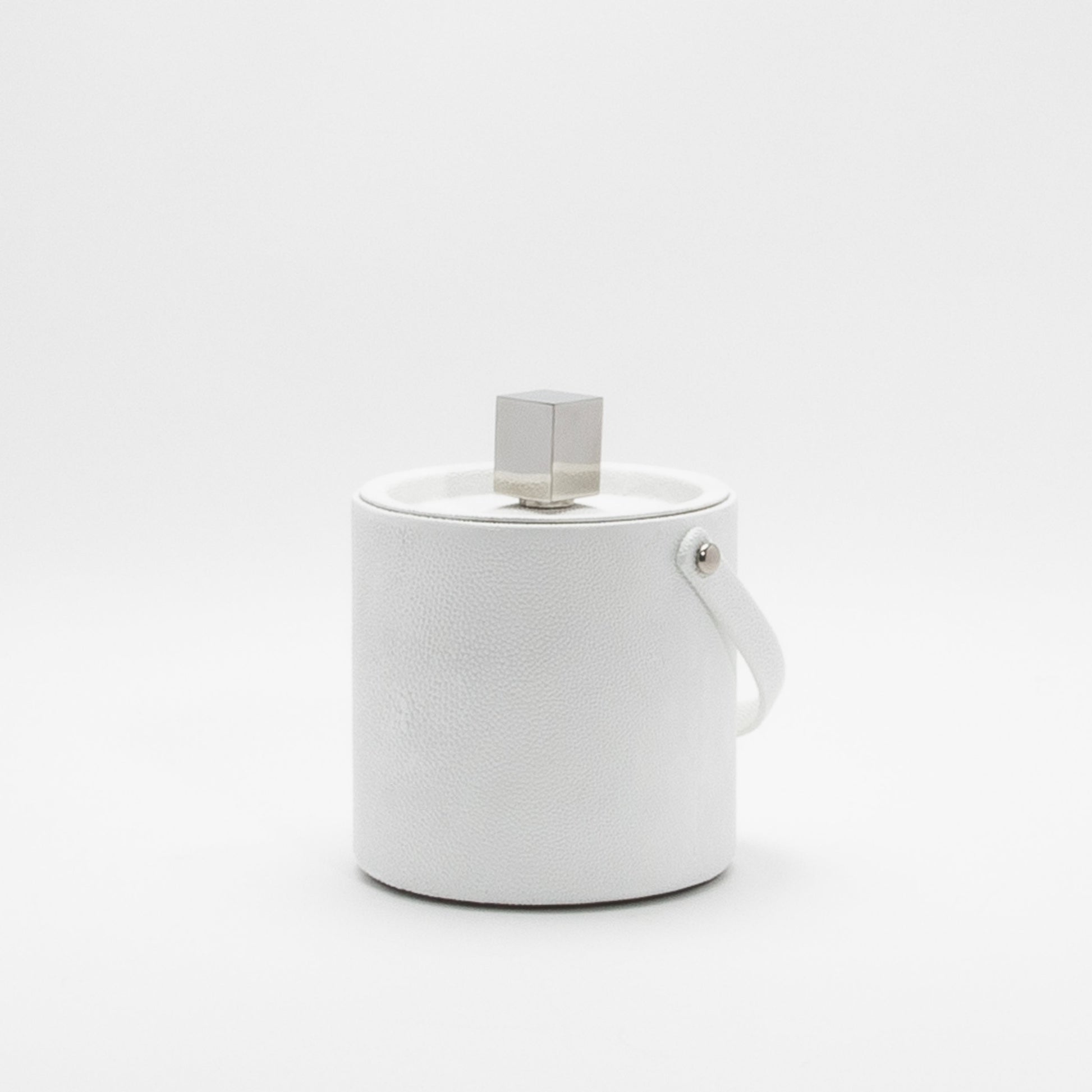 Ice Bucket in White Shagreen with Stainless Steel by KIFU Paris