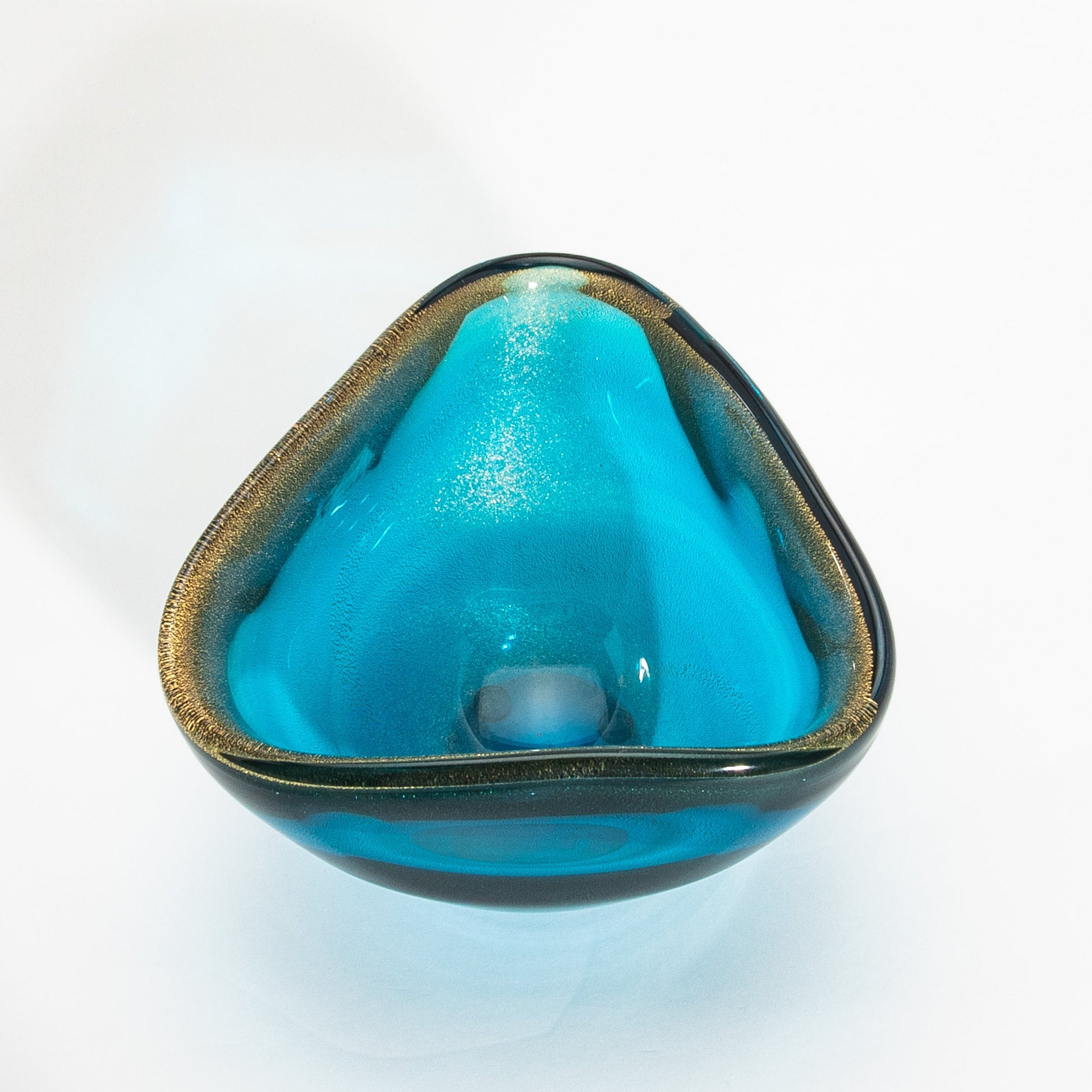 Murano Bowl in Aqua Blue with 24-Karat Gold Flecks
