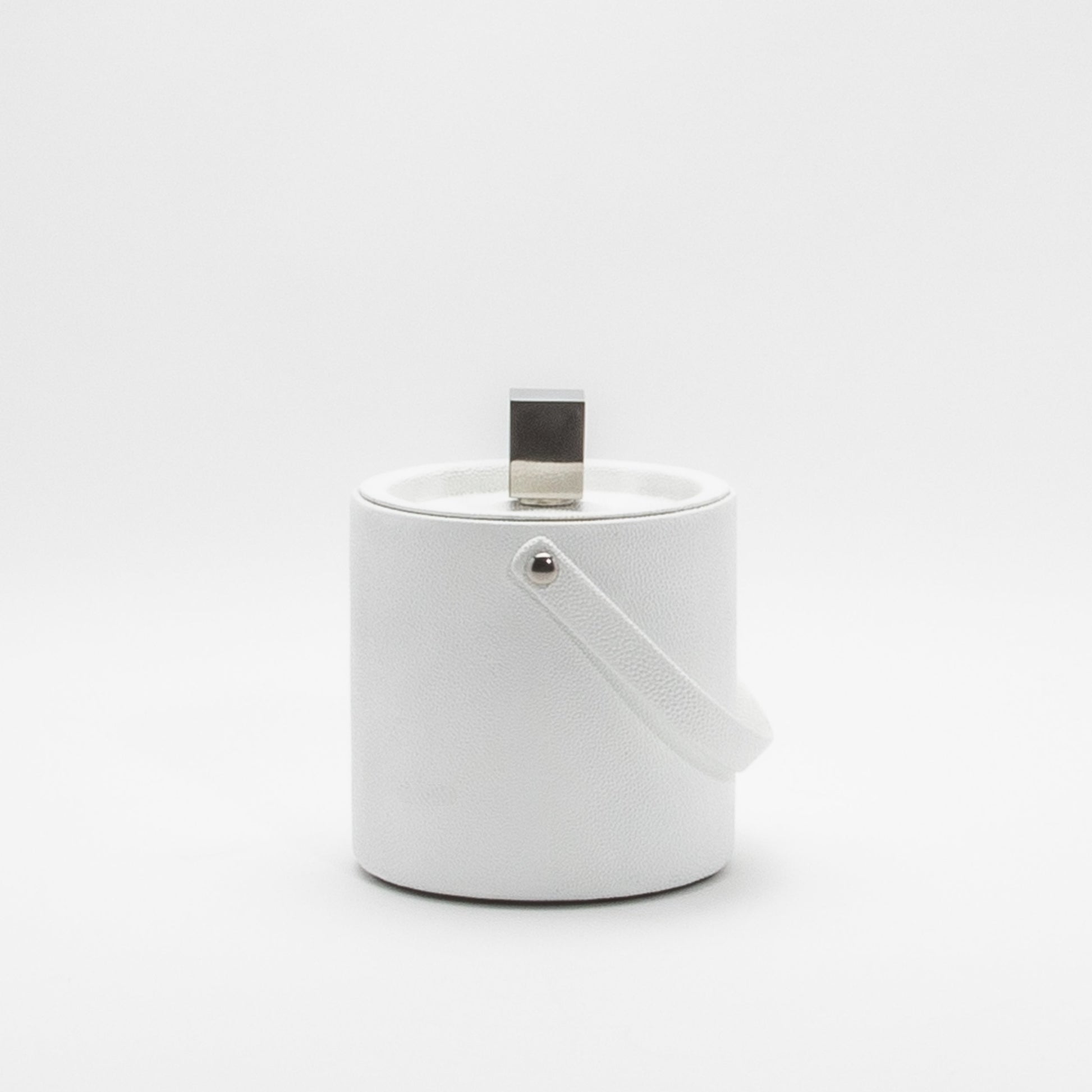Ice Bucket in White Shagreen with Stainless Steel by KIFU Paris