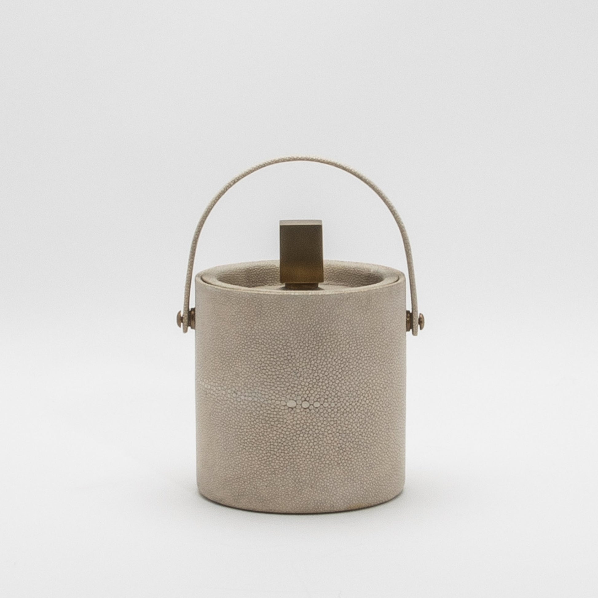 Ice Bucket in Cream Shagreen with Brass by KIFU Paris