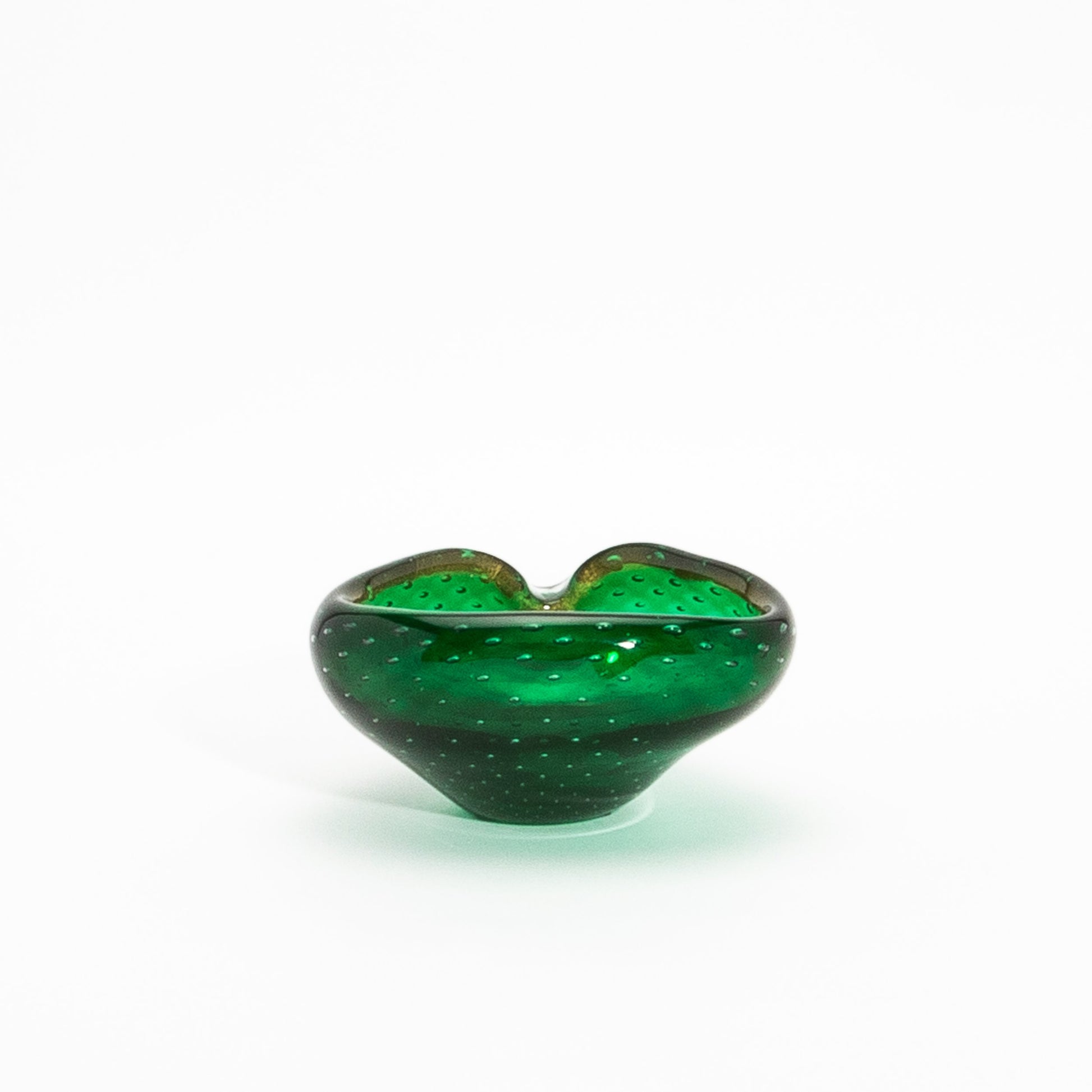 Murano Bowl in Green with 24-Karat Gold Flecks and Bullicante Detailing