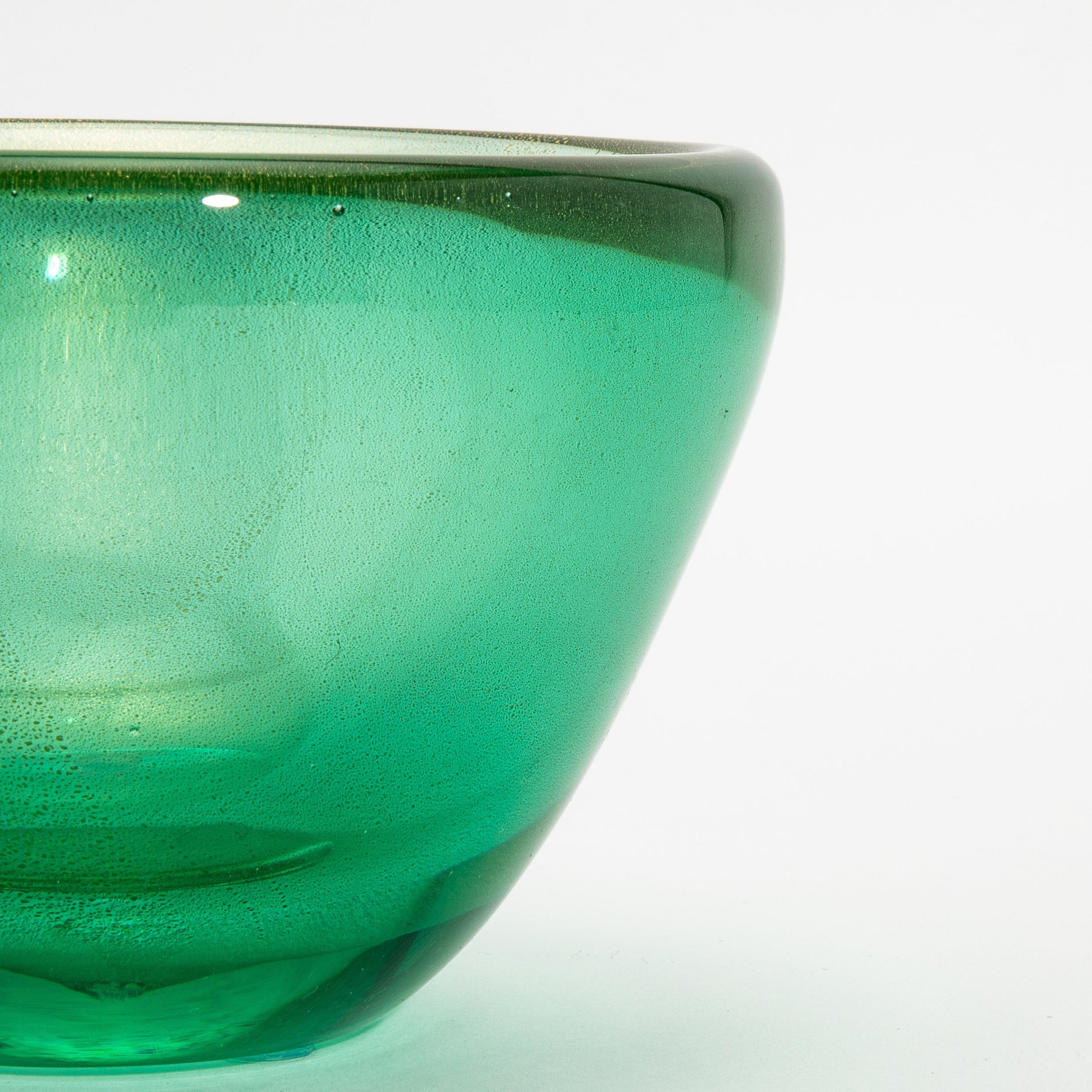 Murano Bowl in Green with 24-Karat Gold Flecks