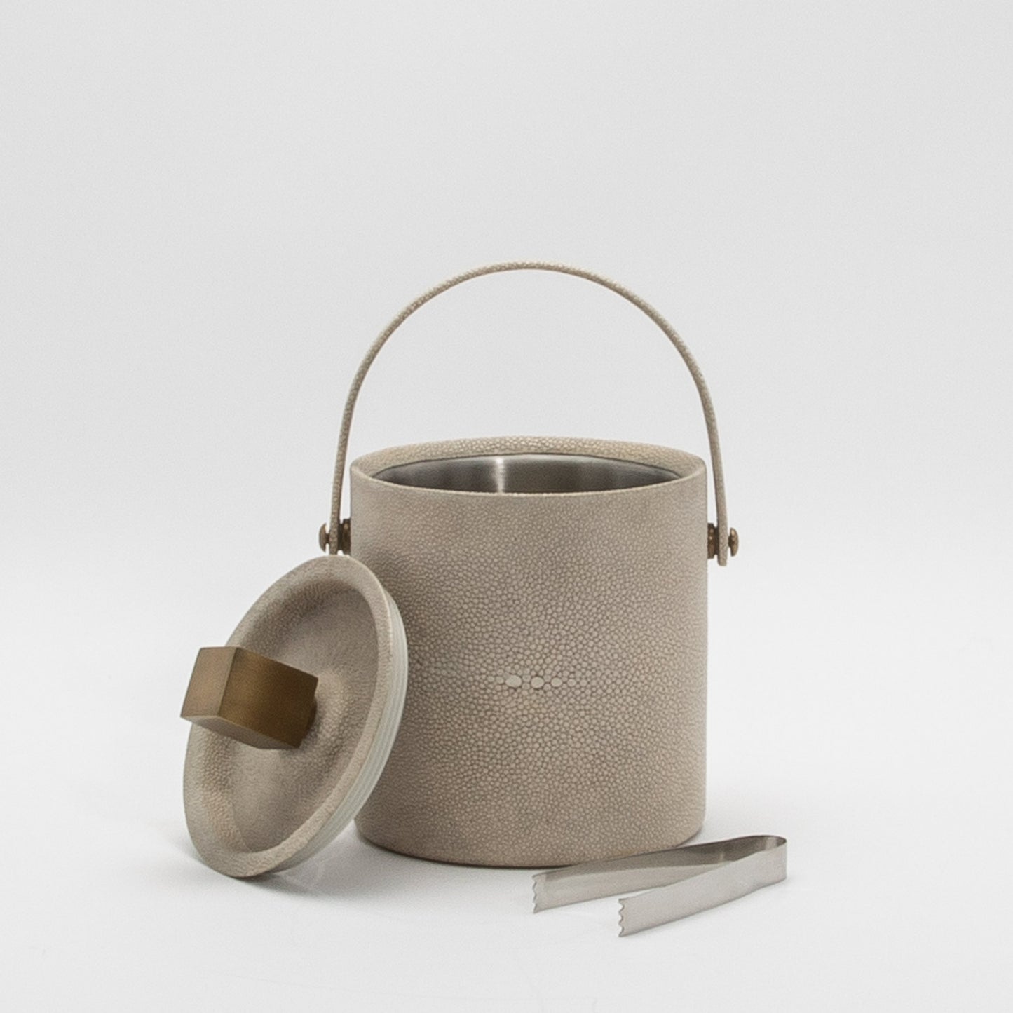 Ice Bucket in Cream Shagreen with Brass by KIFU Paris