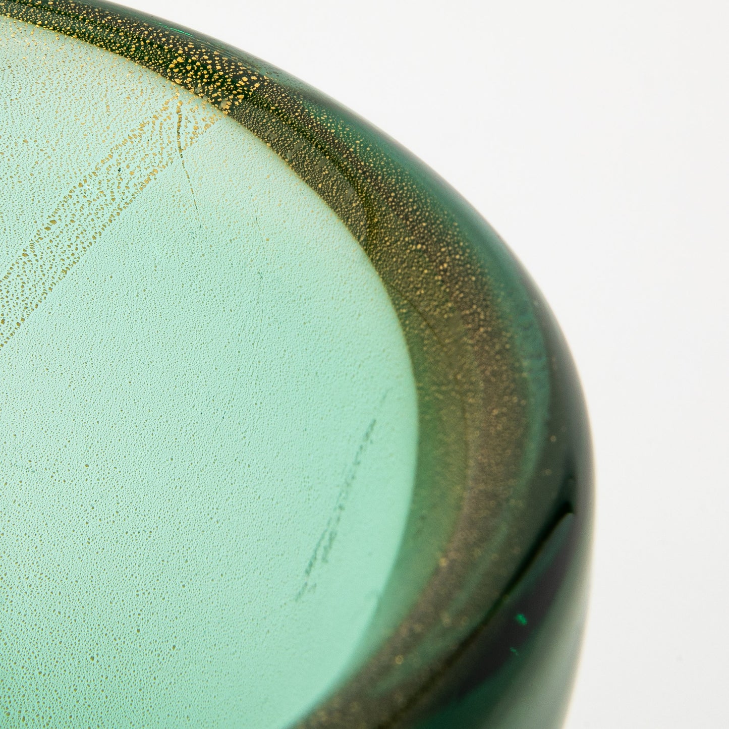 Murano Bowl in Green with 24-Karat Gold Flecks