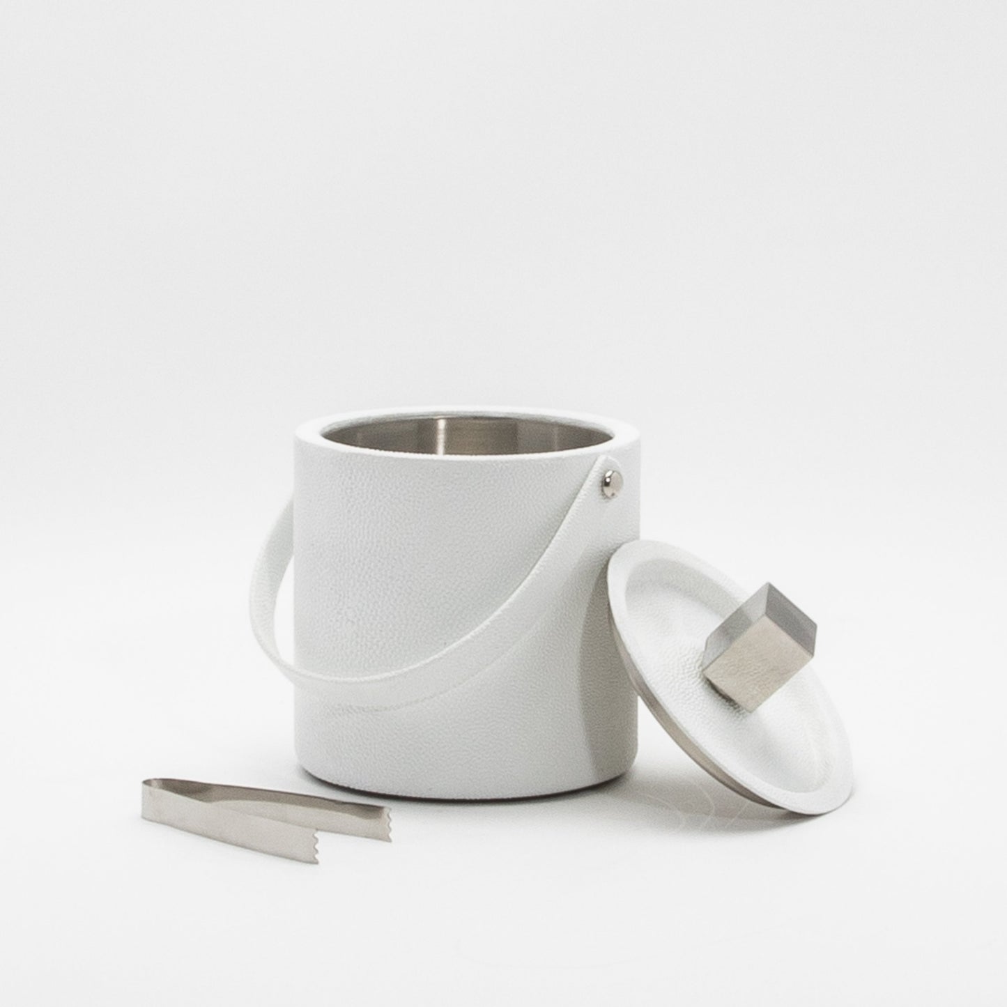 Ice Bucket in White Shagreen with Stainless Steel by KIFU Paris