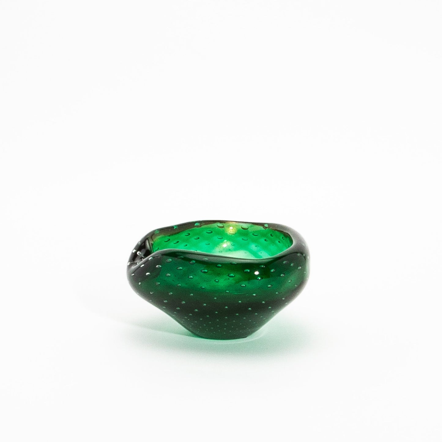 Murano Bowl in Green with 24-Karat Gold Flecks and Bullicante Detailing