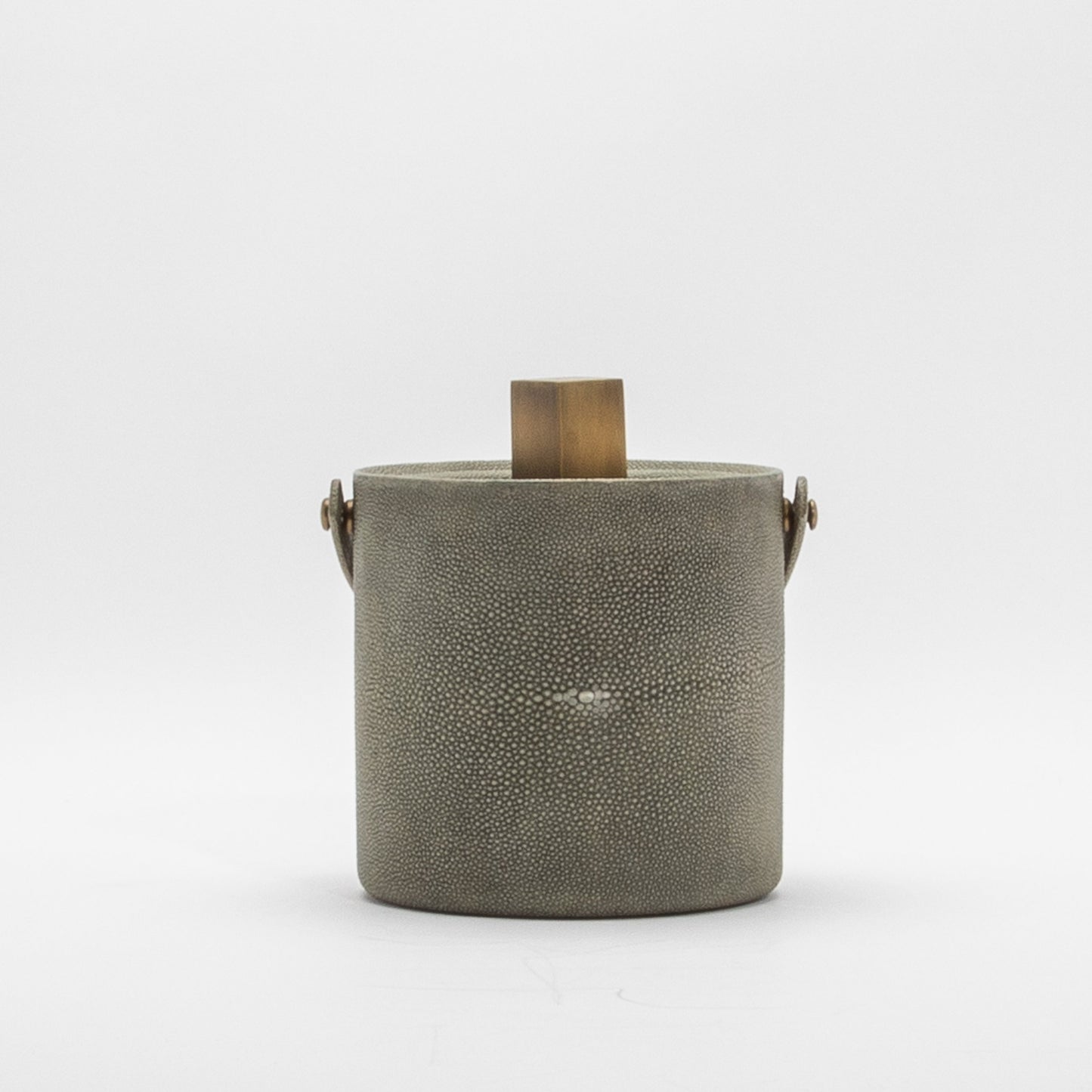 Ice Bucket in Grey Shagreen with Brass by KIFU Paris