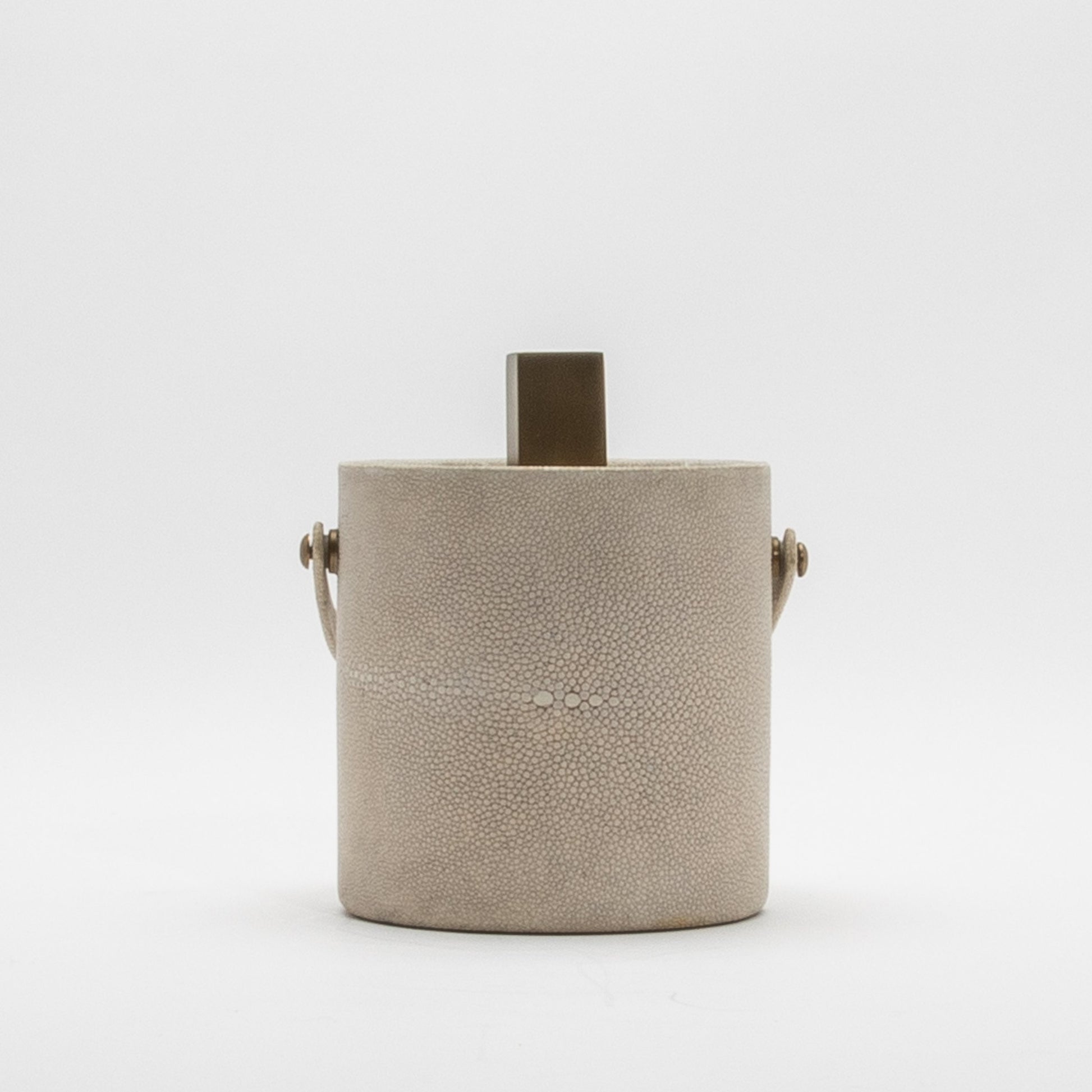 Ice Bucket in Cream Shagreen with Brass by KIFU Paris