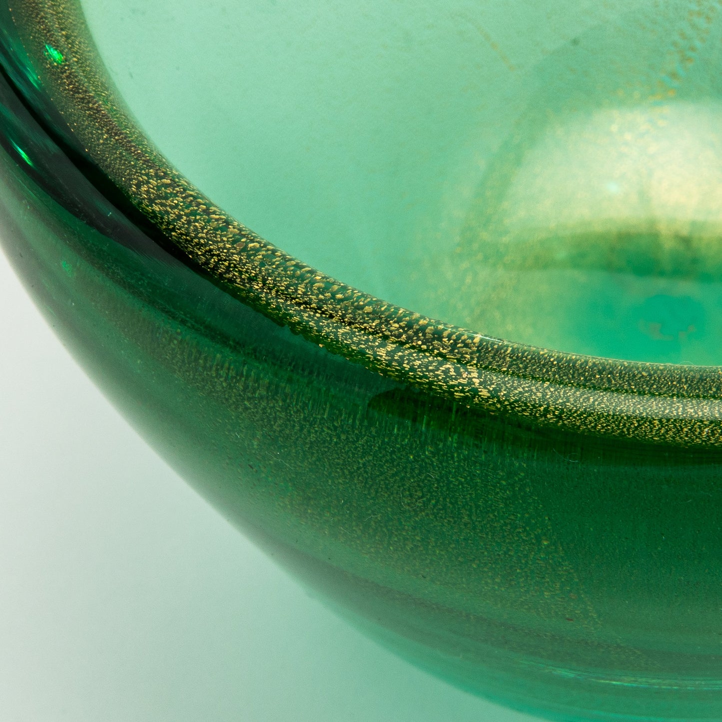 Murano Bowl in Green with 24-Karat Gold Flecks
