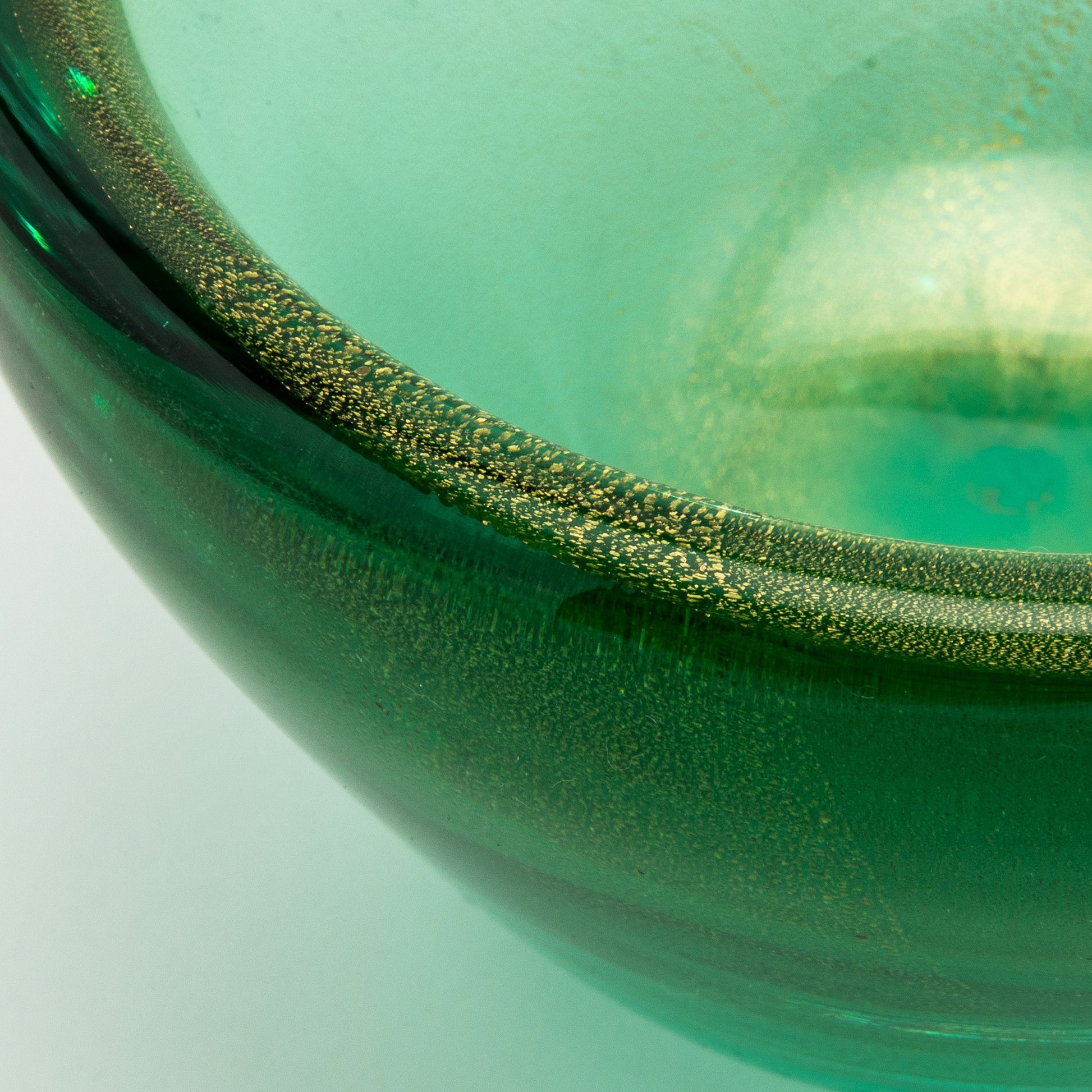 Murano Bowl in Green with 24-Karat Gold Flecks