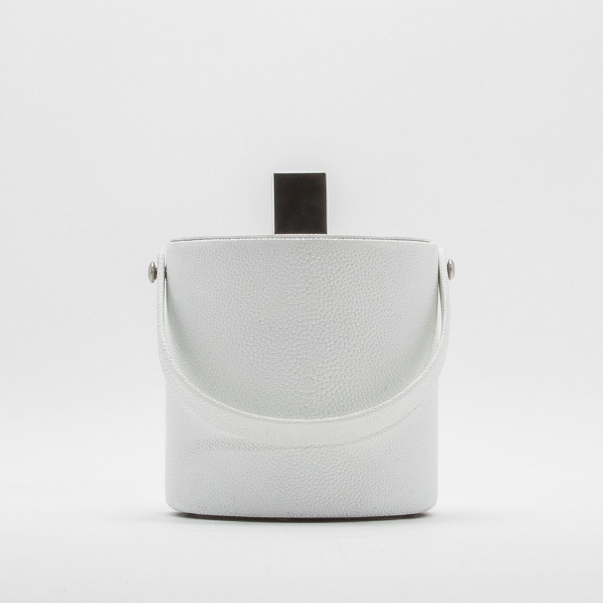 Ice Bucket in White Shagreen with Stainless Steel by KIFU Paris