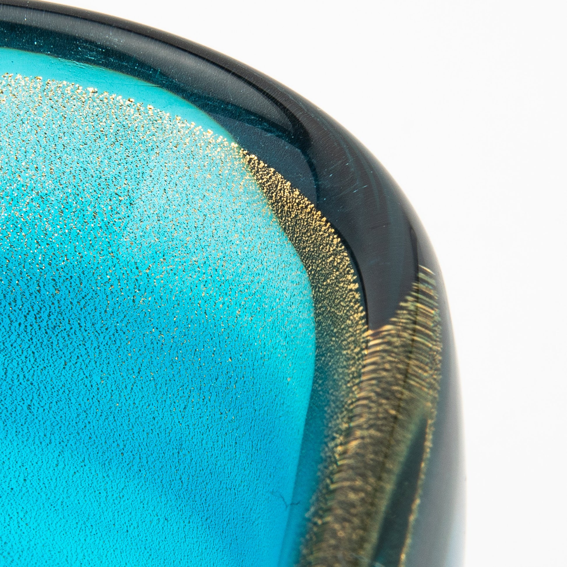 Murano Bowl in Aqua Blue with 24-Karat Gold Flecks