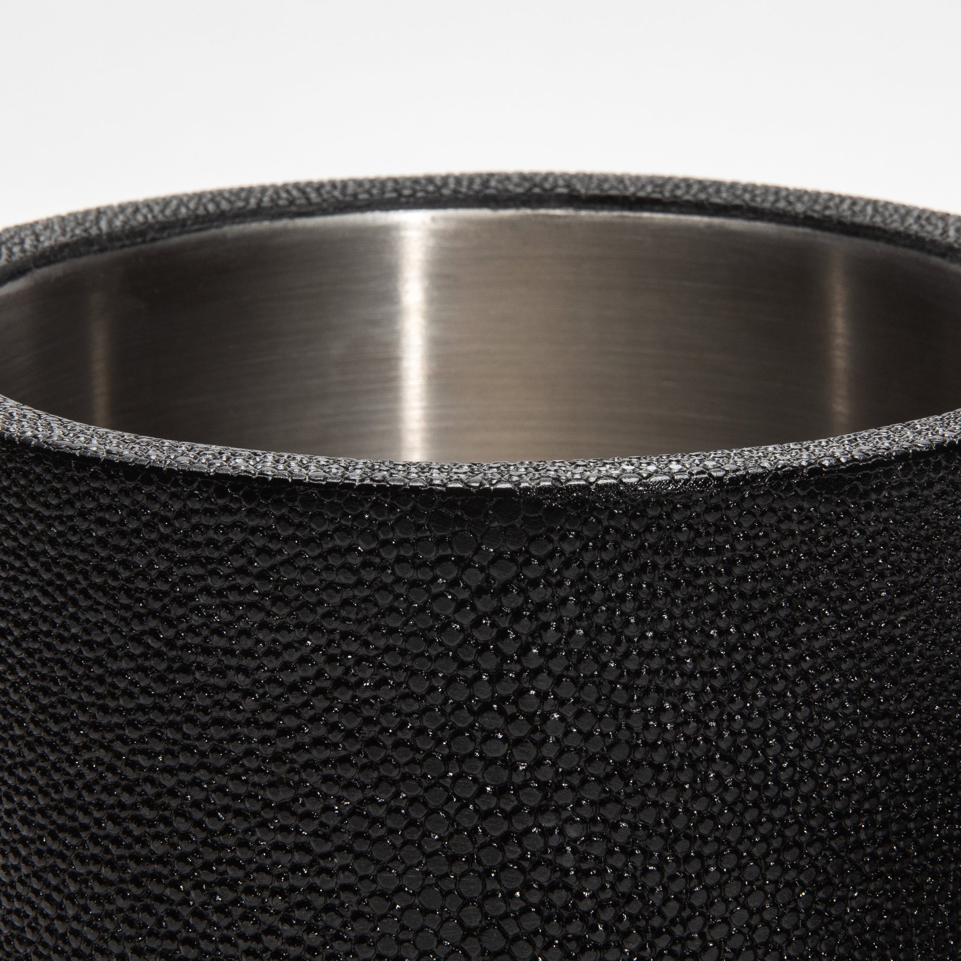 Ice Bucket in Black Shagreen with Stainless Steel by KIFU Paris