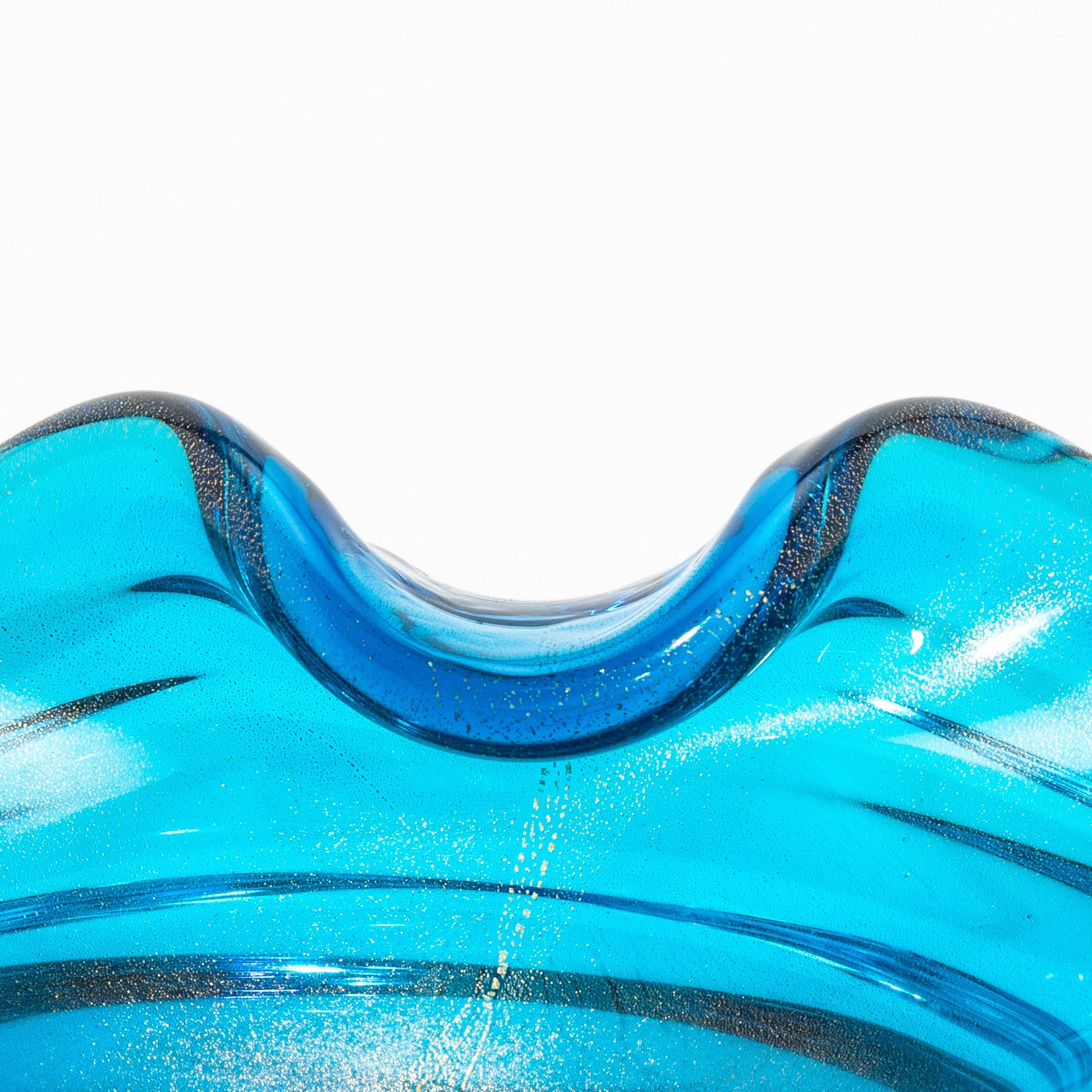 Murano Dish in Aqua Blue with 24-Karat Gold Flecks