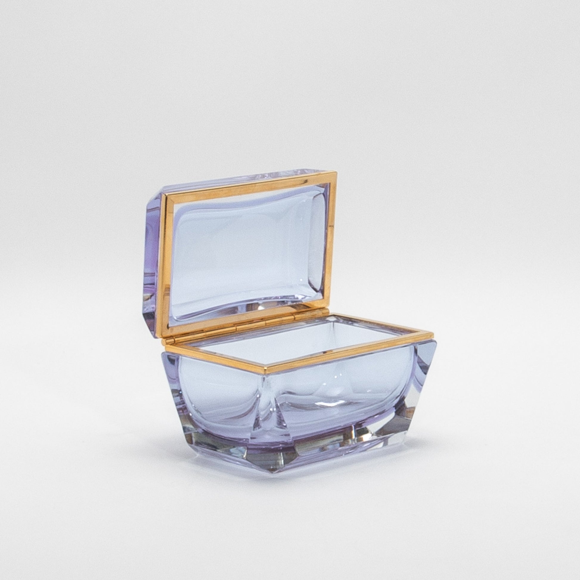 Murano Box with Edges and Brass Fittings in Alexanderite