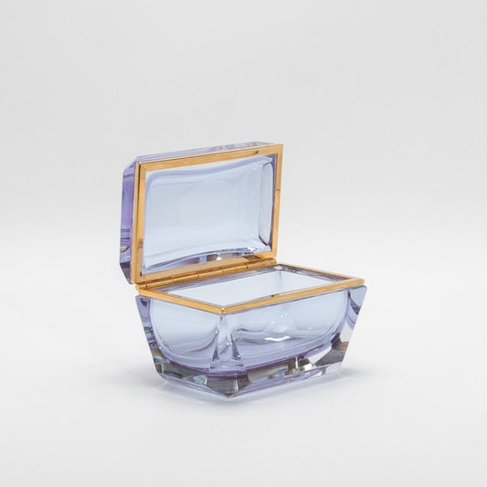 Murano Box with Edges and Brass Fittings in Alexanderite