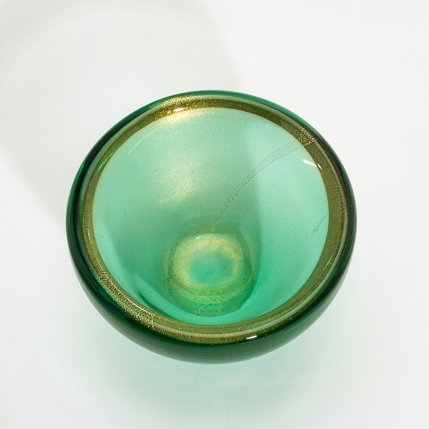 Murano Bowl in Green with 24-Karat Gold Flecks