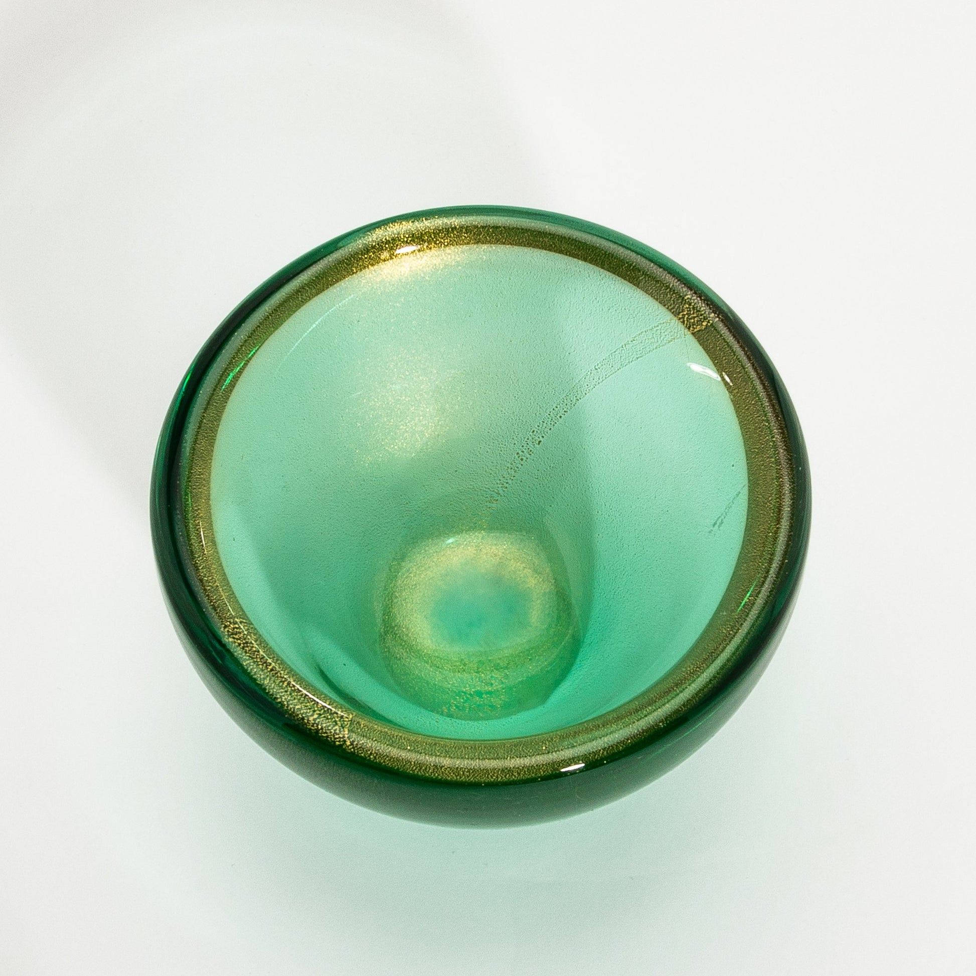 Murano Bowl in Green with 24-Karat Gold Flecks