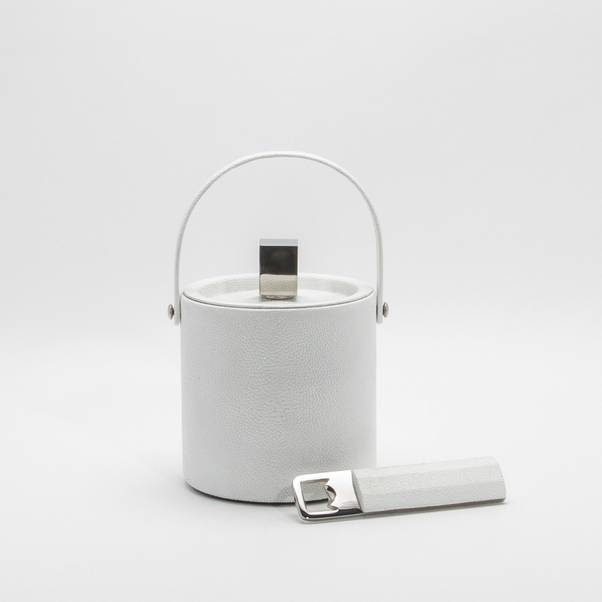 Ice Bucket in White Shagreen with Stainless Steel by KIFU Paris