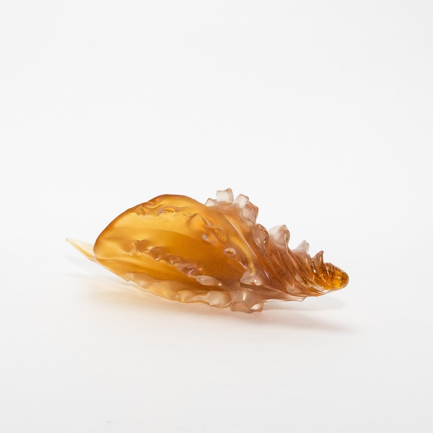 Hand-Blown Murano Shell in Amber with 24-karat Gold Dust