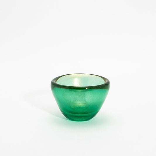 Murano Bowl in Green with 24-Karat Gold Flecks