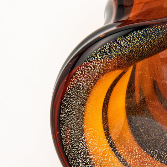 Murano Dish in Amber with 24-Karat Gold Flecks and Curved Detailing