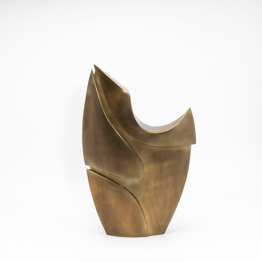 Modern Abstract Sculpture in Bronze Patina Brass by Patrick Coard Paris