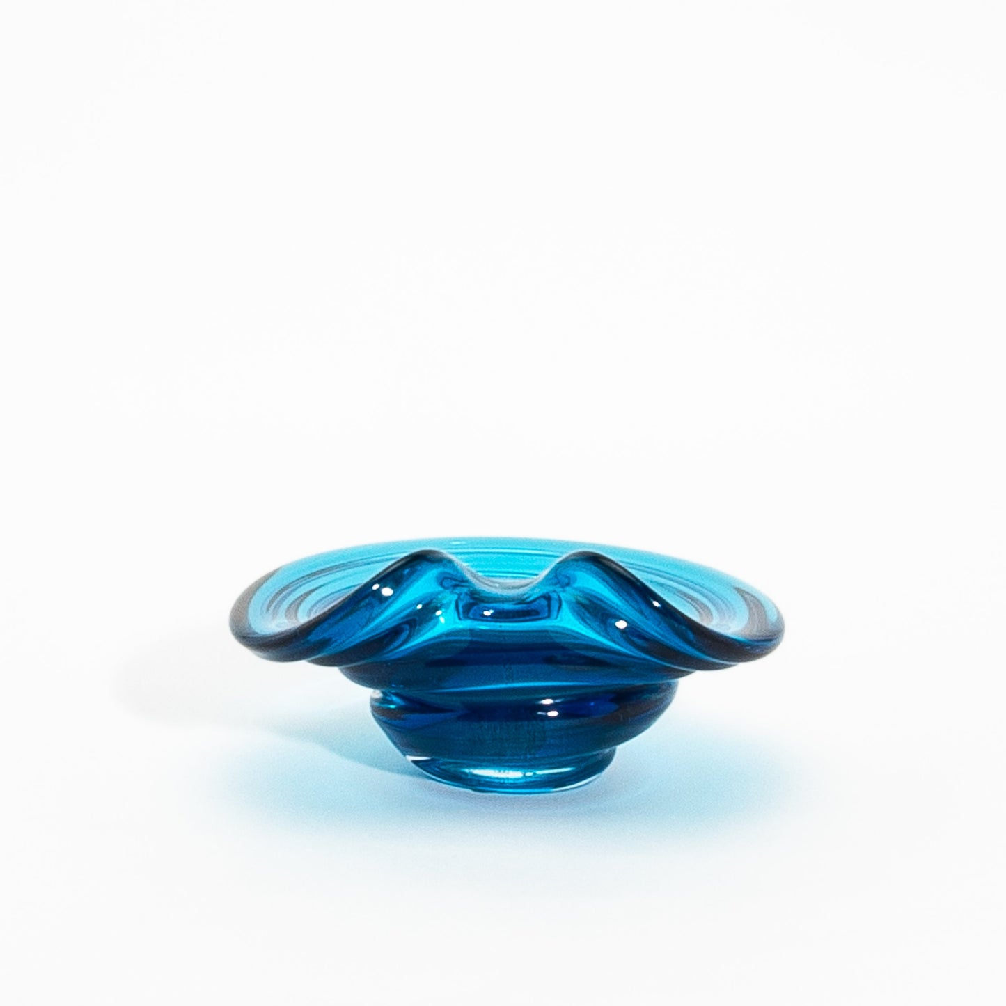 Murano Dish in Aqua Blue with 24-Karat Gold Flecks