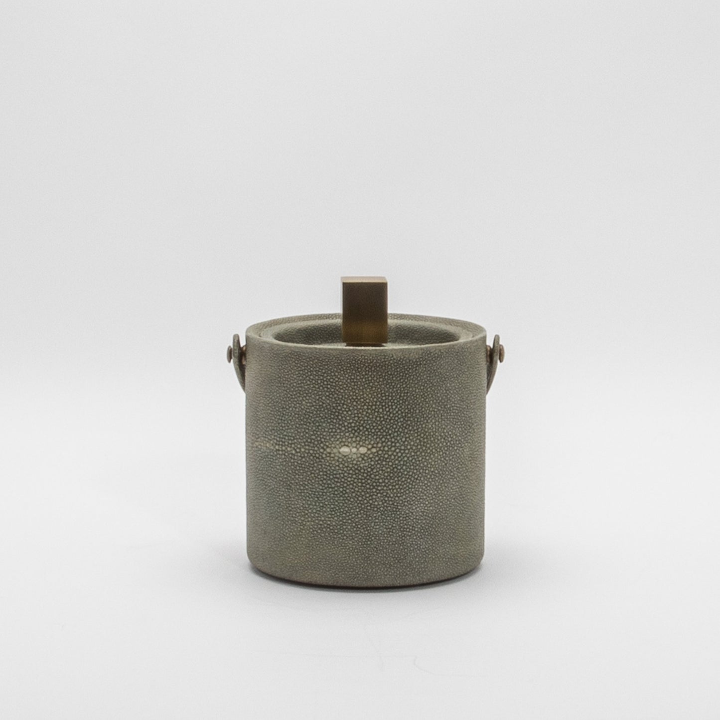 Ice Bucket in Grey Shagreen with Brass by KIFU Paris