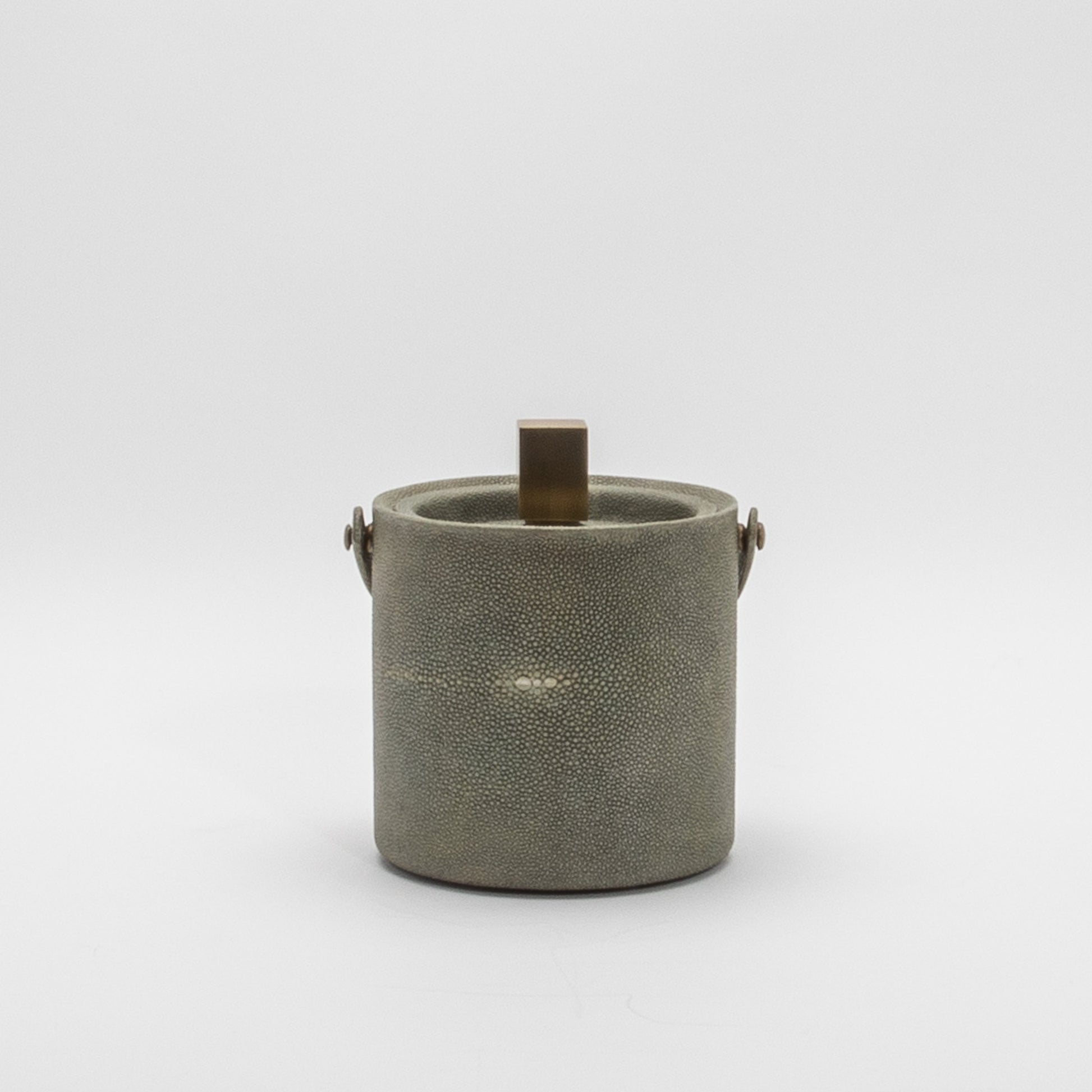 Ice Bucket in Grey Shagreen with Brass by KIFU Paris