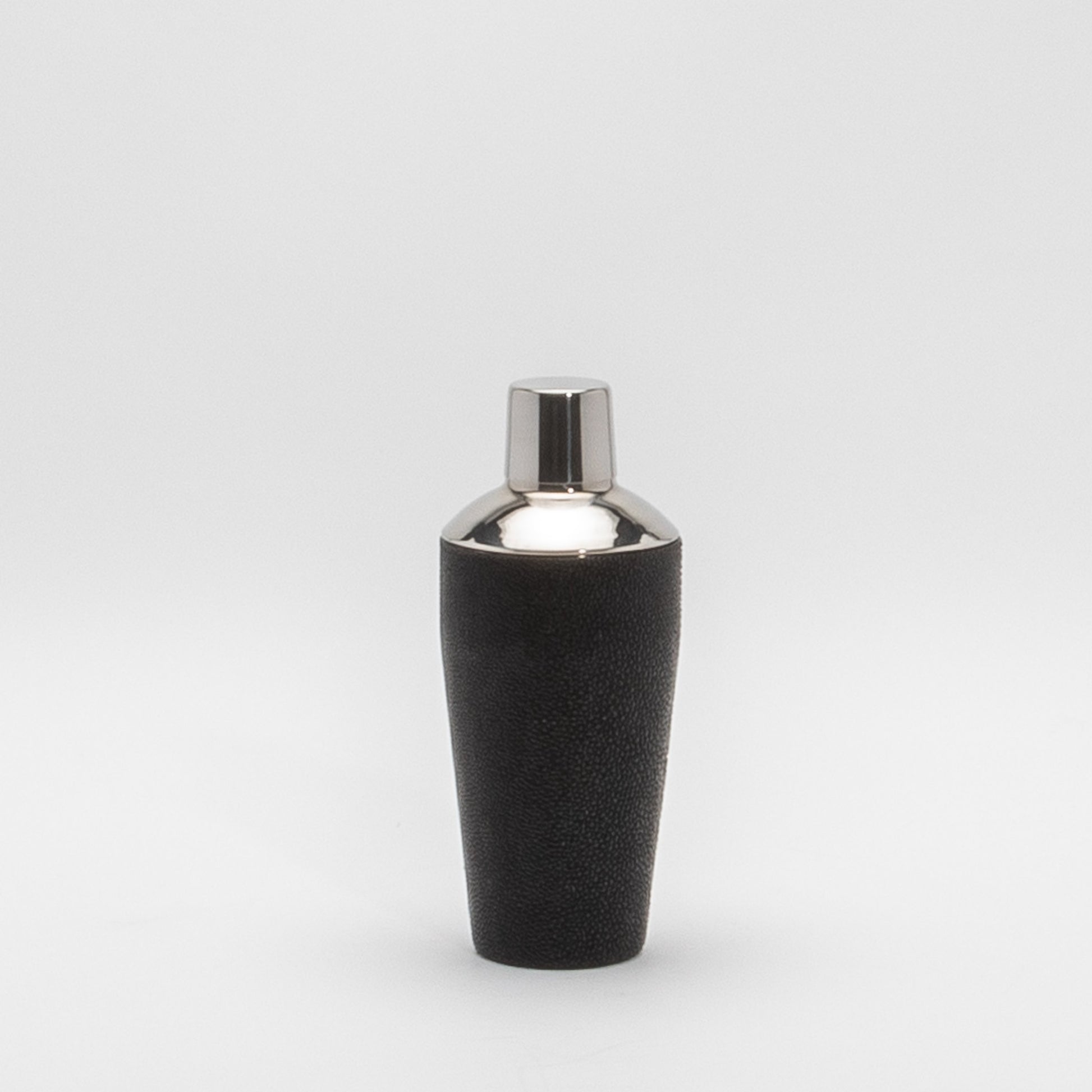Shaker in Black Shagreen with Stainless Steel by KIFU Paris