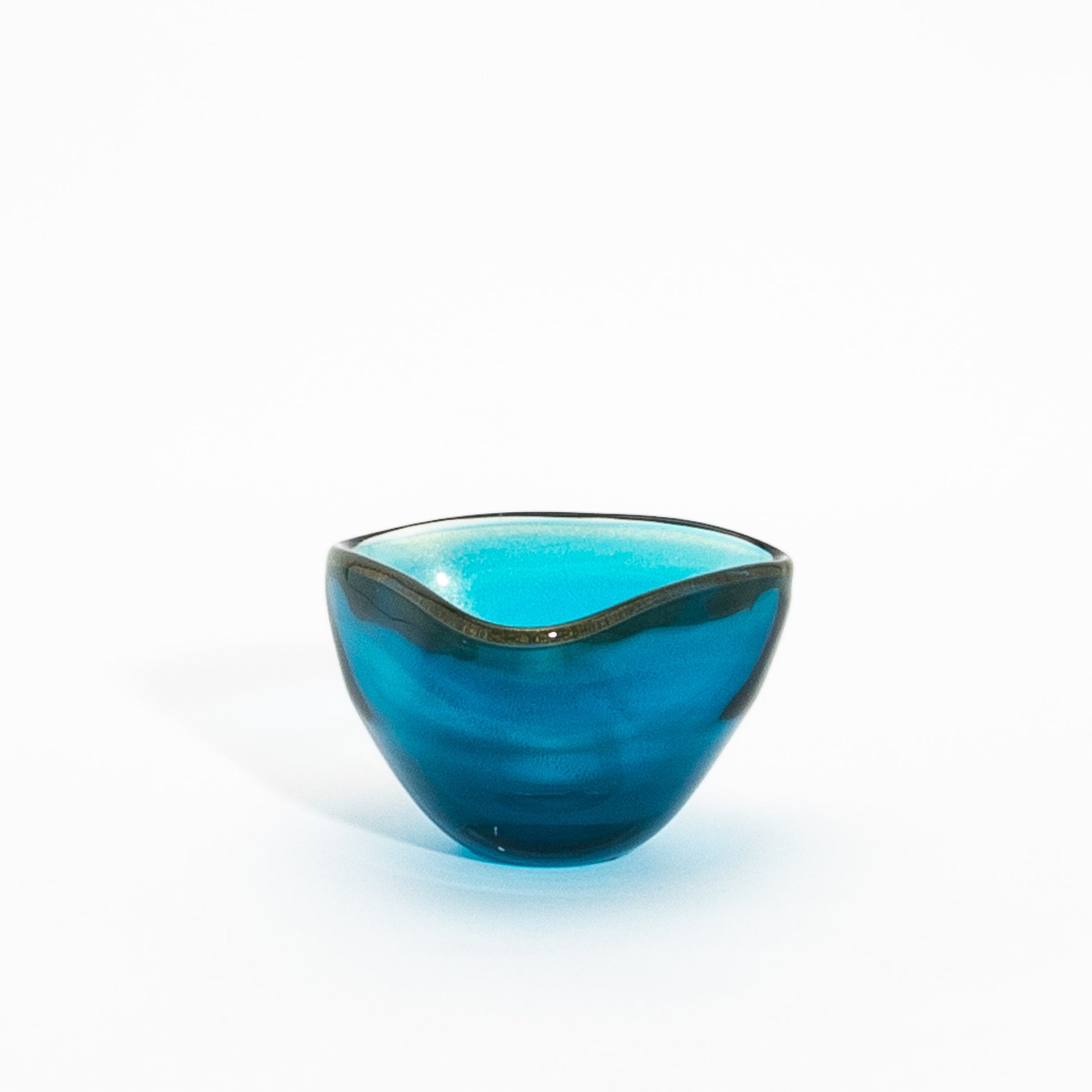 Murano Bowl in Aqua Blue with 24-Karat Gold Flecks