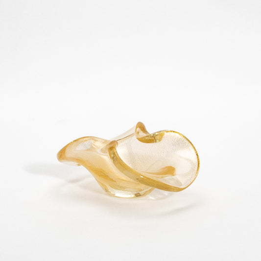 Murano Dish with 24-Karat Gold Flecks and Curved Detailing