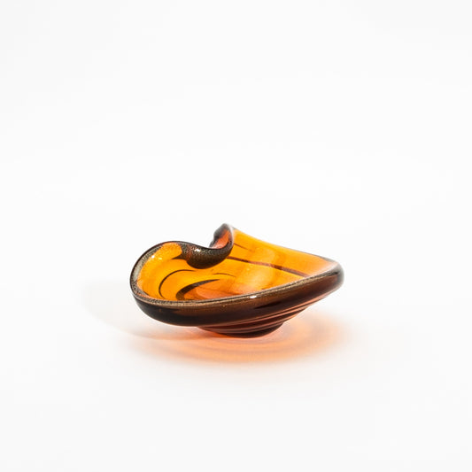 Murano Dish in Amber with 24-Karat Gold Flecks and Curved Detailing