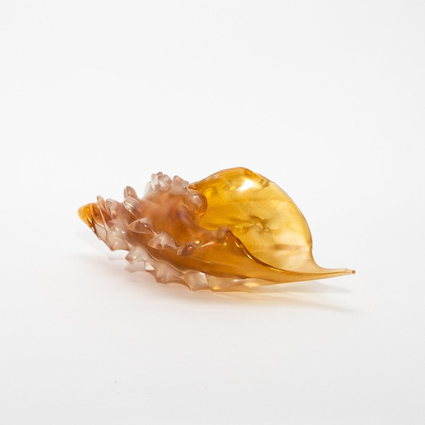 Hand-Blown Murano Shell in Amber with 24-karat Gold Dust