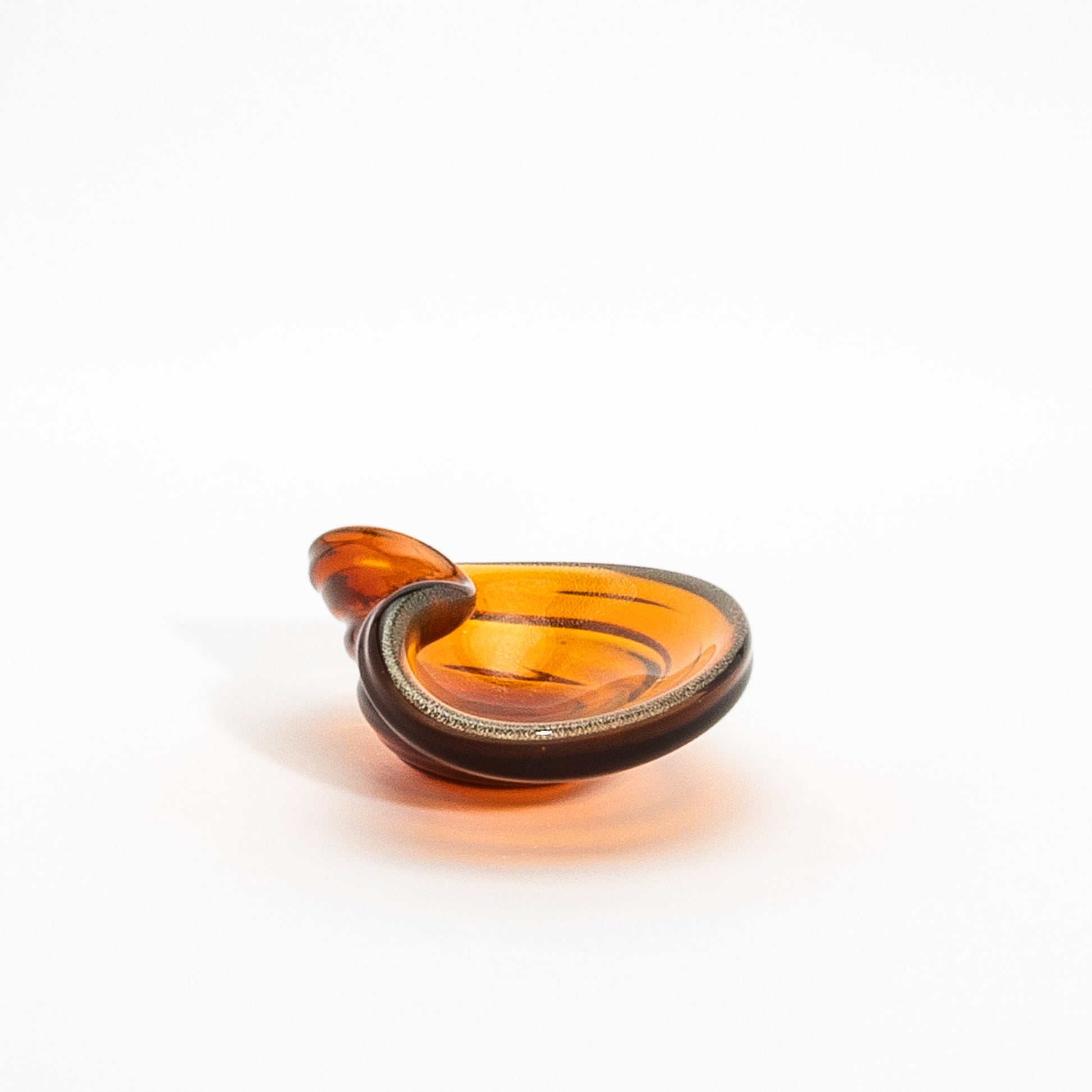 Murano Dish in Amber with 24-Karat Gold Flecks and Curved Detailing