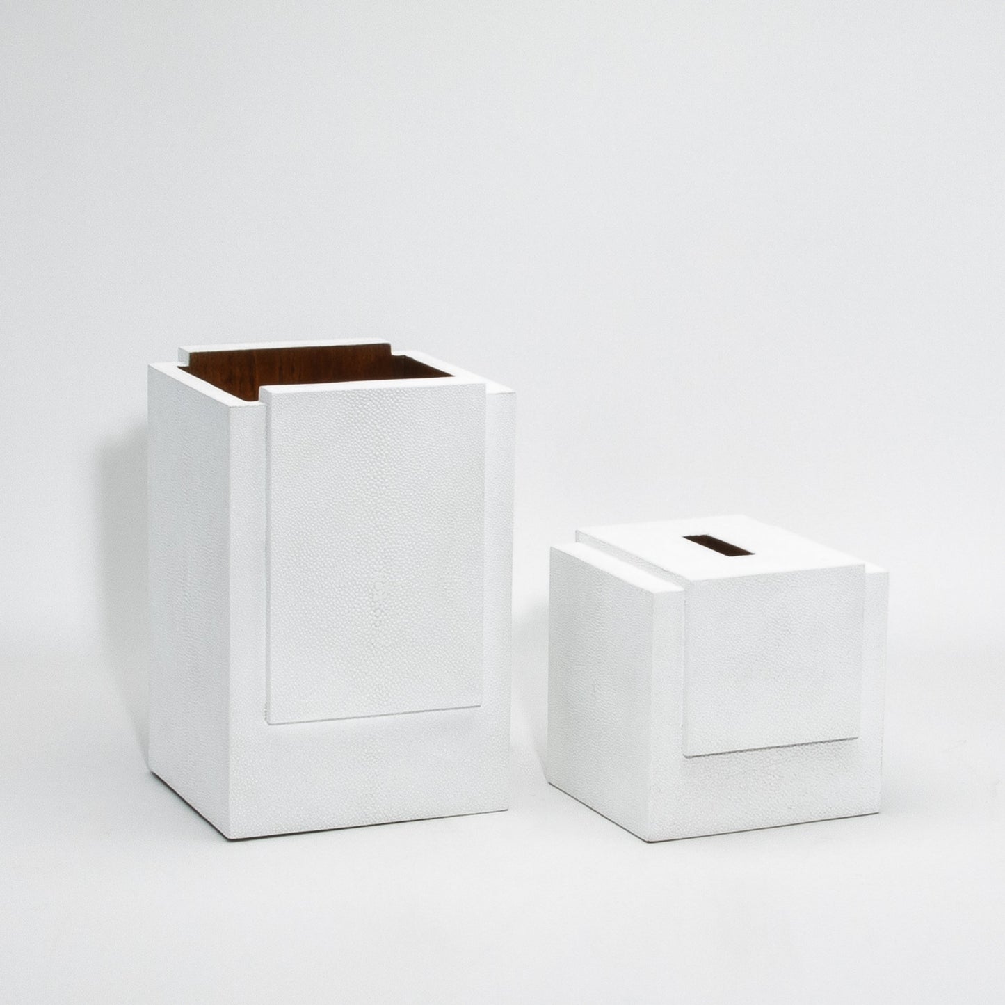 Waste Bin in White Shagreen by R&Y Augousti
