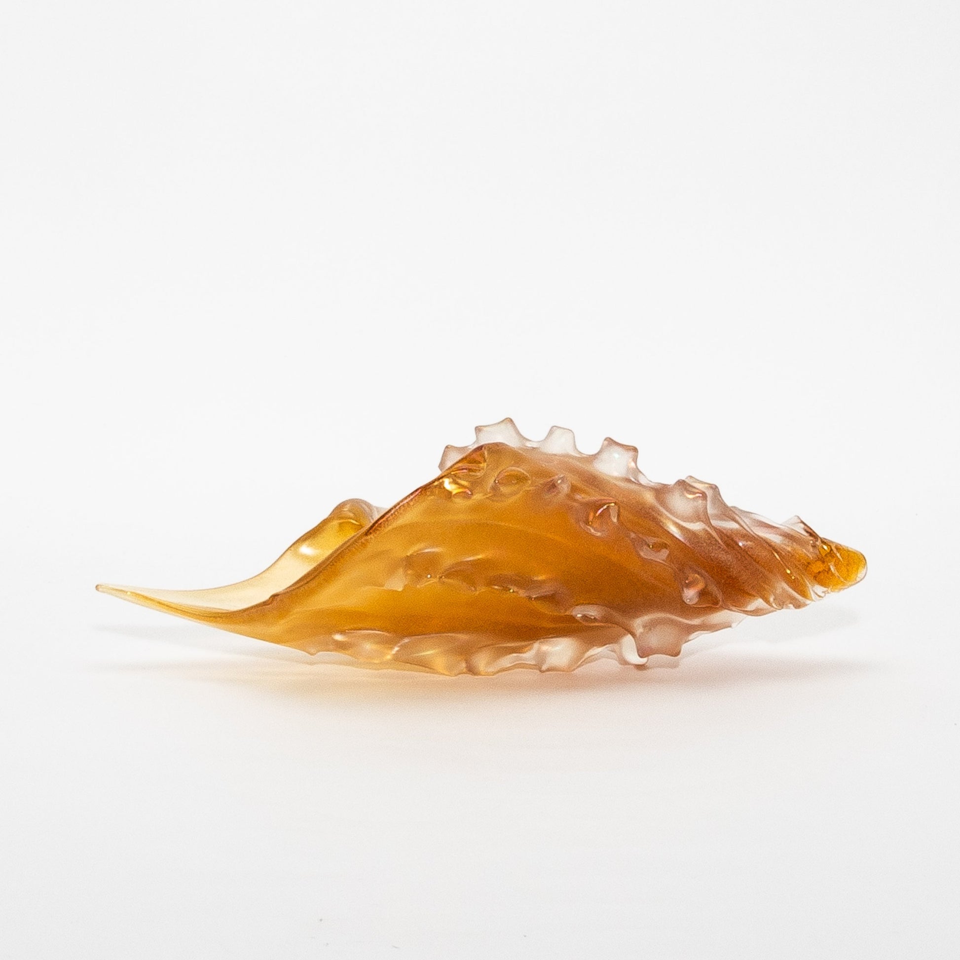 Hand-Blown Murano Shell in Amber with 24-karat Gold Dust