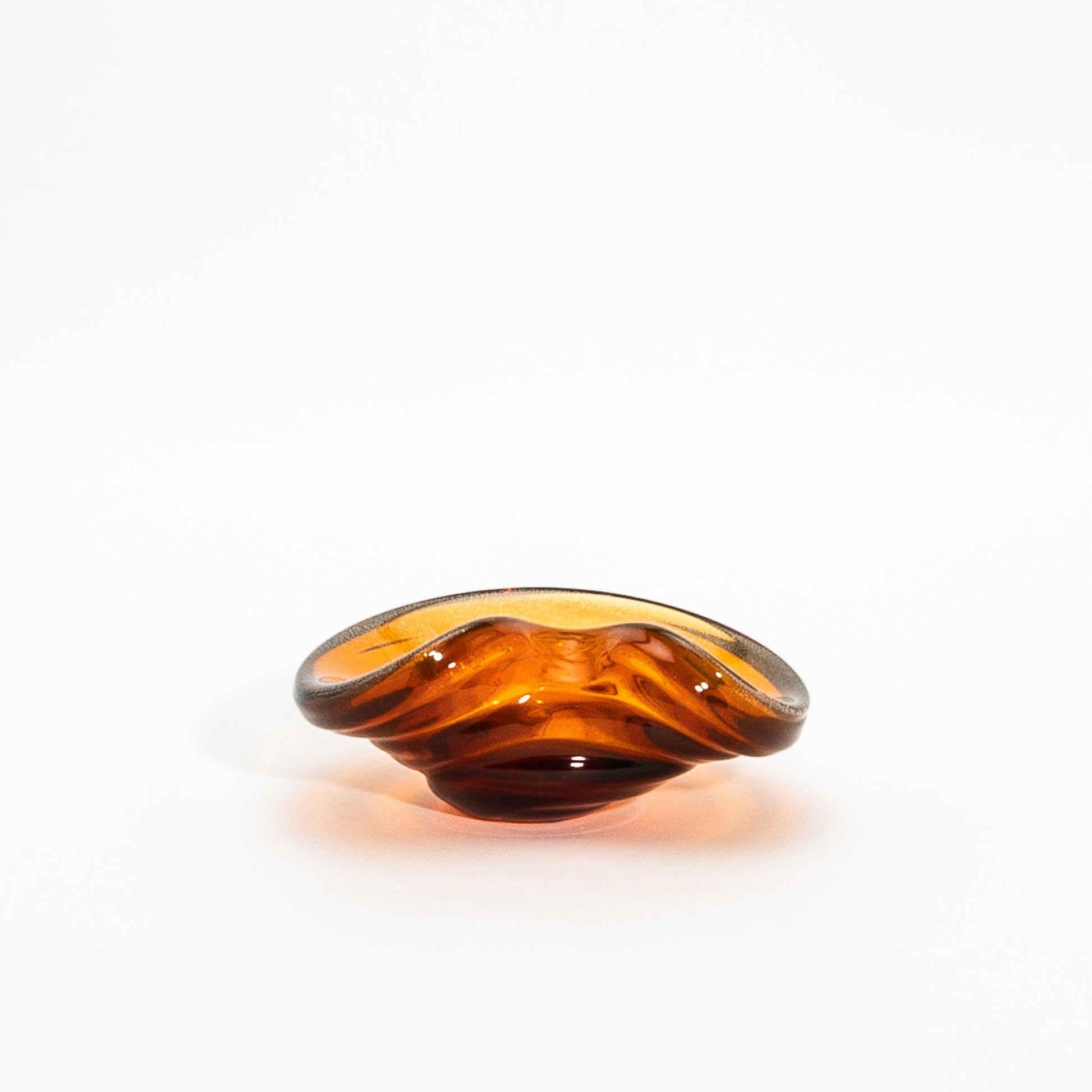 Murano Dish in Amber with 24-Karat Gold Flecks and Curved Detailing