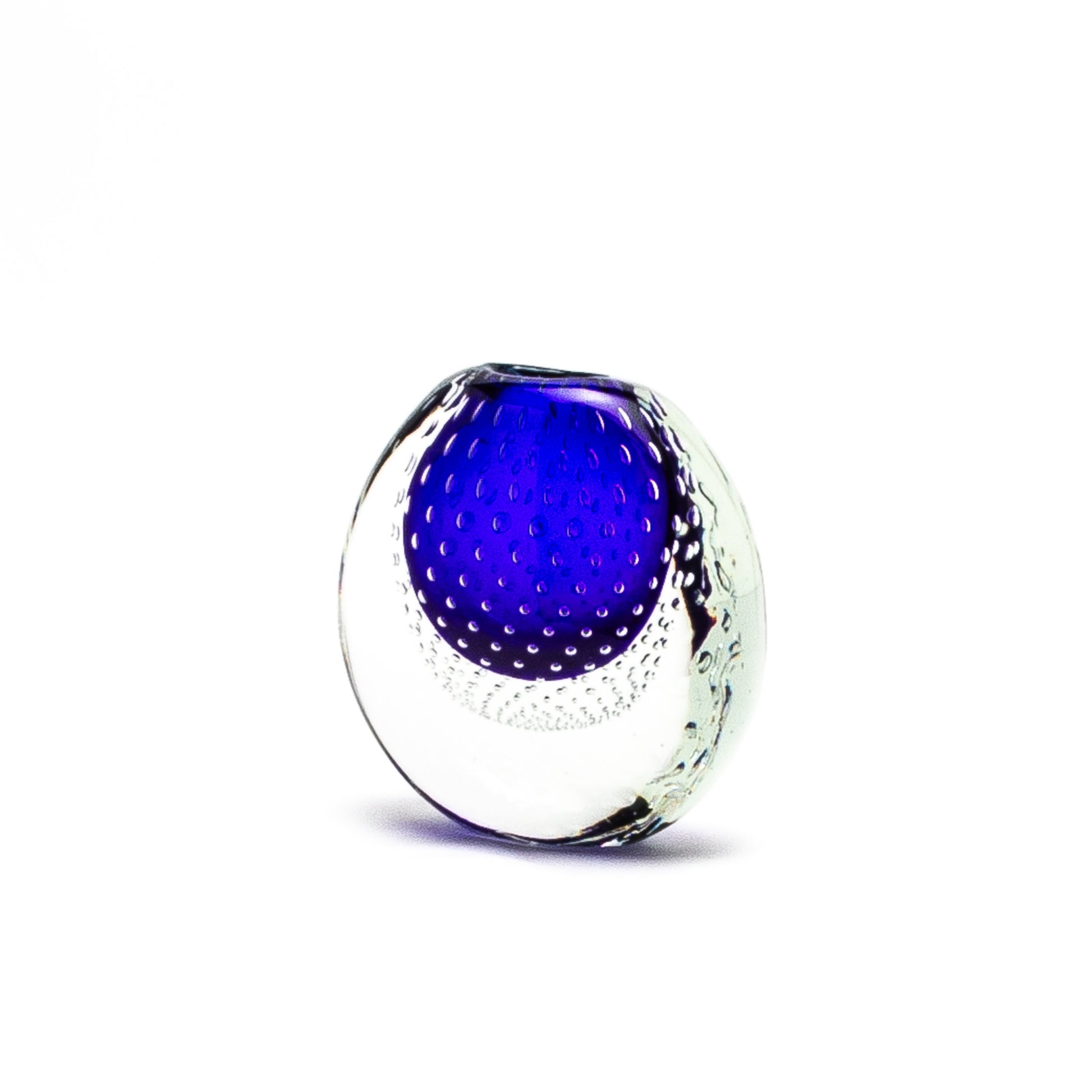 Murano Vase in Cobalt Blue with Bubbles