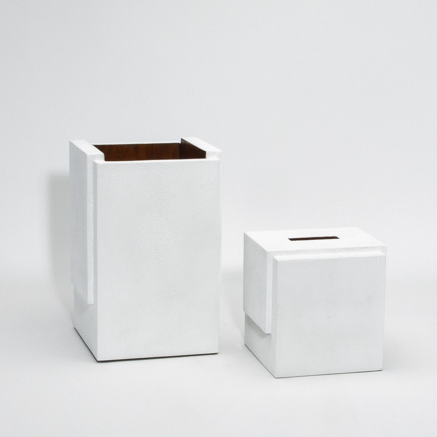 Waste Bin in White Shagreen by R&Y Augousti